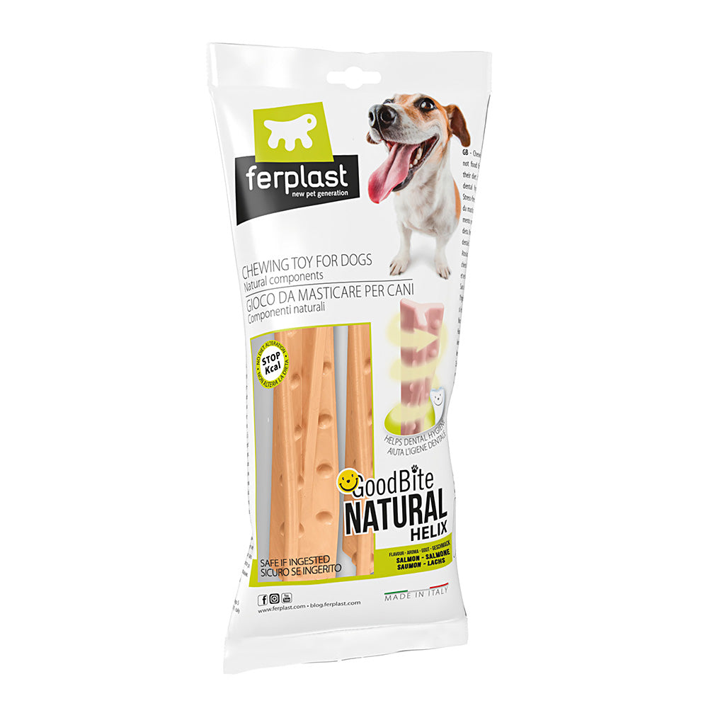 Ferplast Goodbite Natural Salmon Helix Sticks Dog Toy 2 X 16gm