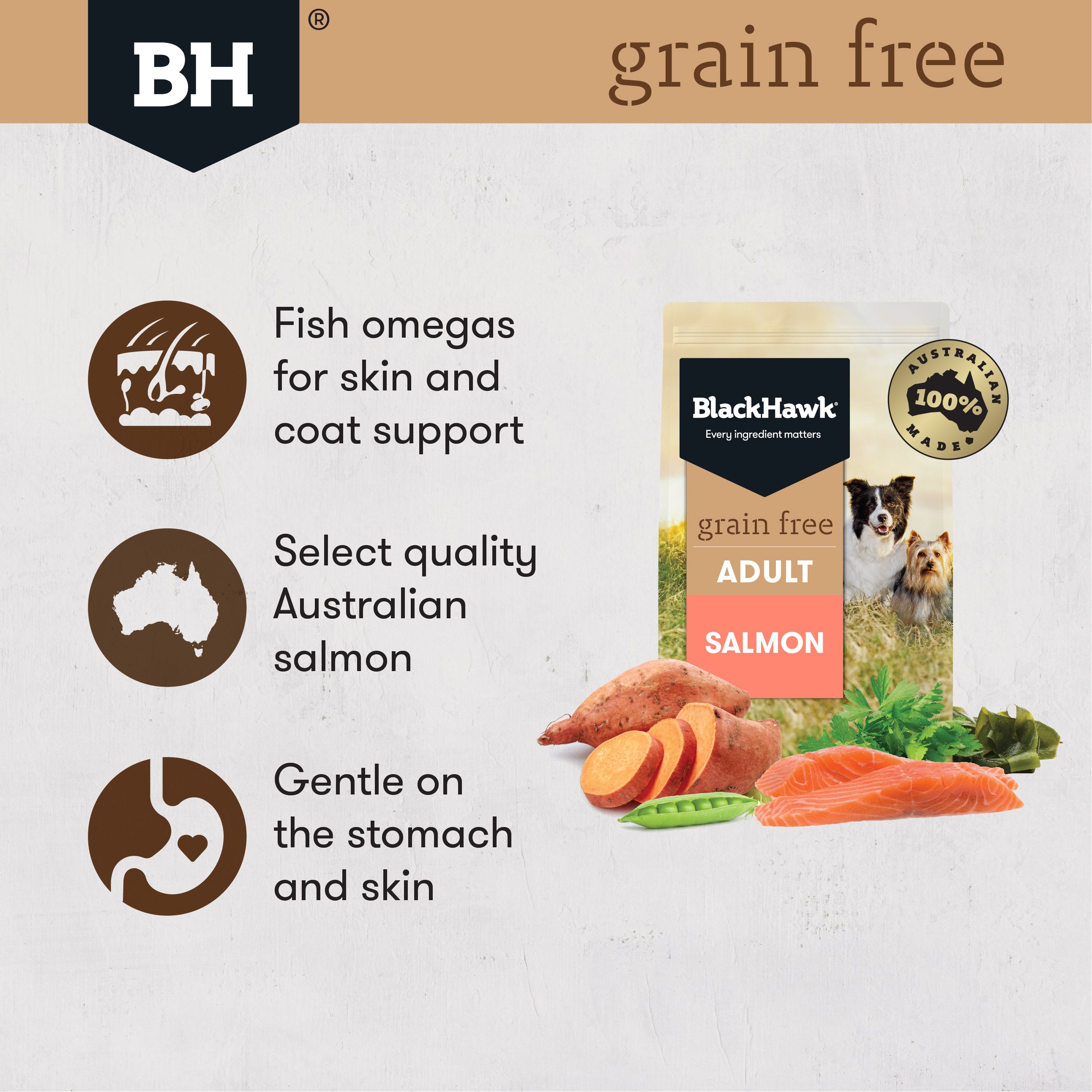 Black Hawk Dry Dog Food Grain Free Adult Tasmanian Salmon 02