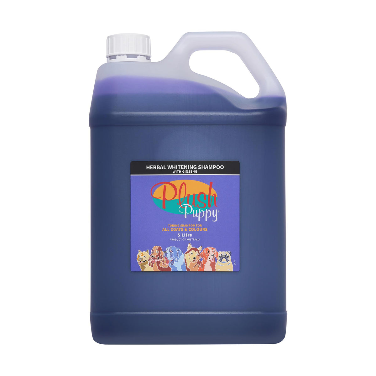 Plush Puppy Herbal Whitening Shampoo with Ginseng 5 Litre – front of jerry can