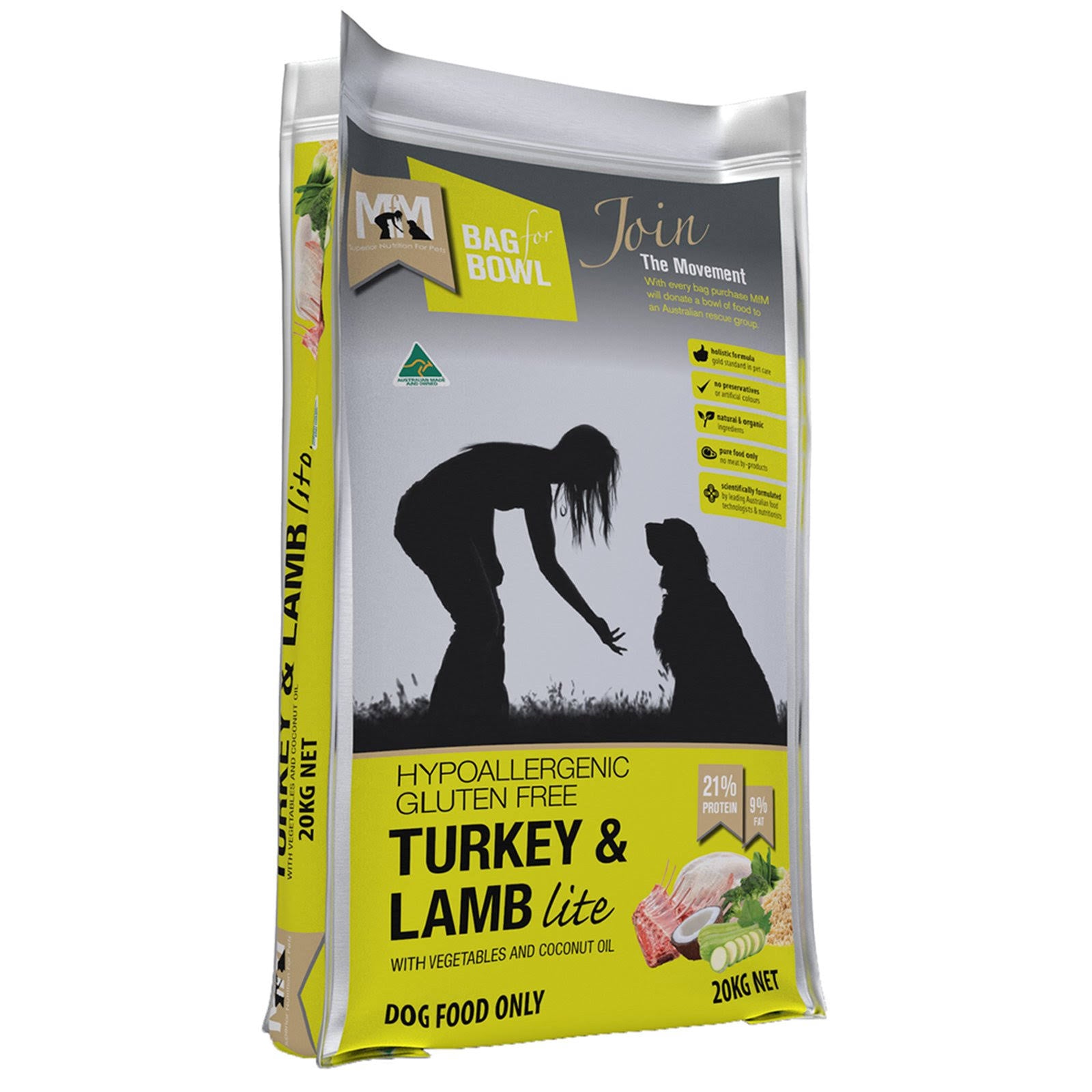 MfM Meals For Mutts Dry Dog Food Hypoallergenic Gluten Free Turkey & Lamb Lite