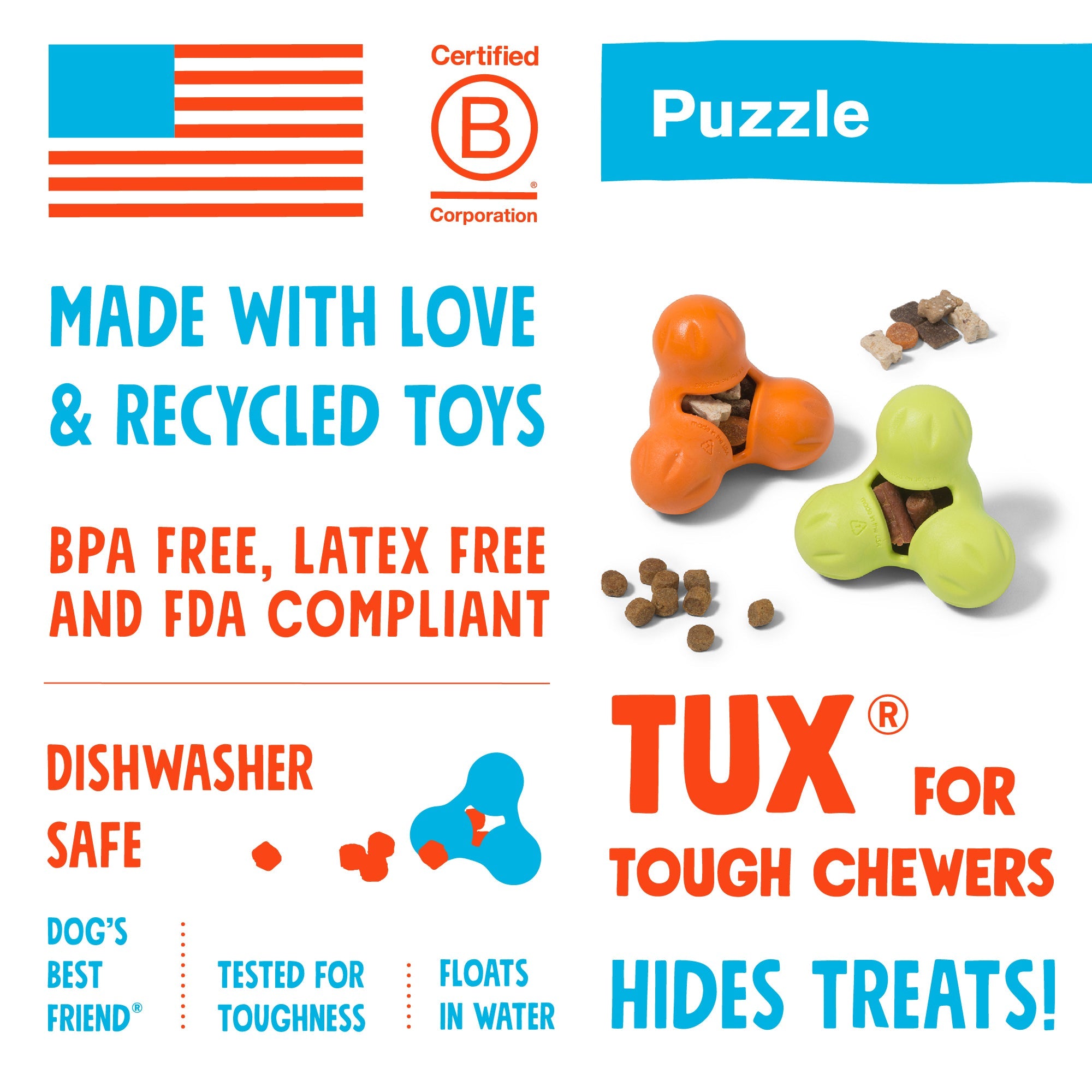 West Paw Tux Treat Dispenser for Tough Dogs - Large by PeekAPaw