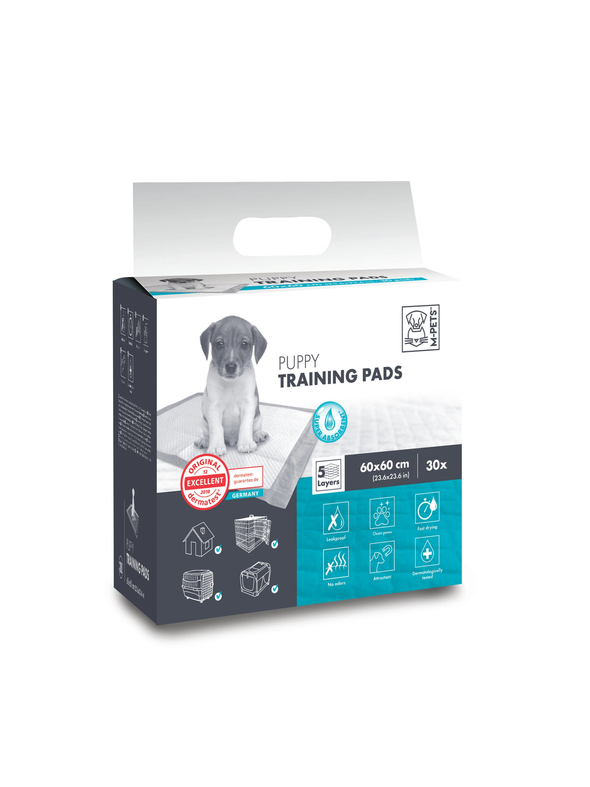 M-Pets Puppy Training Pads 60x60cm 30 pack – front of box
