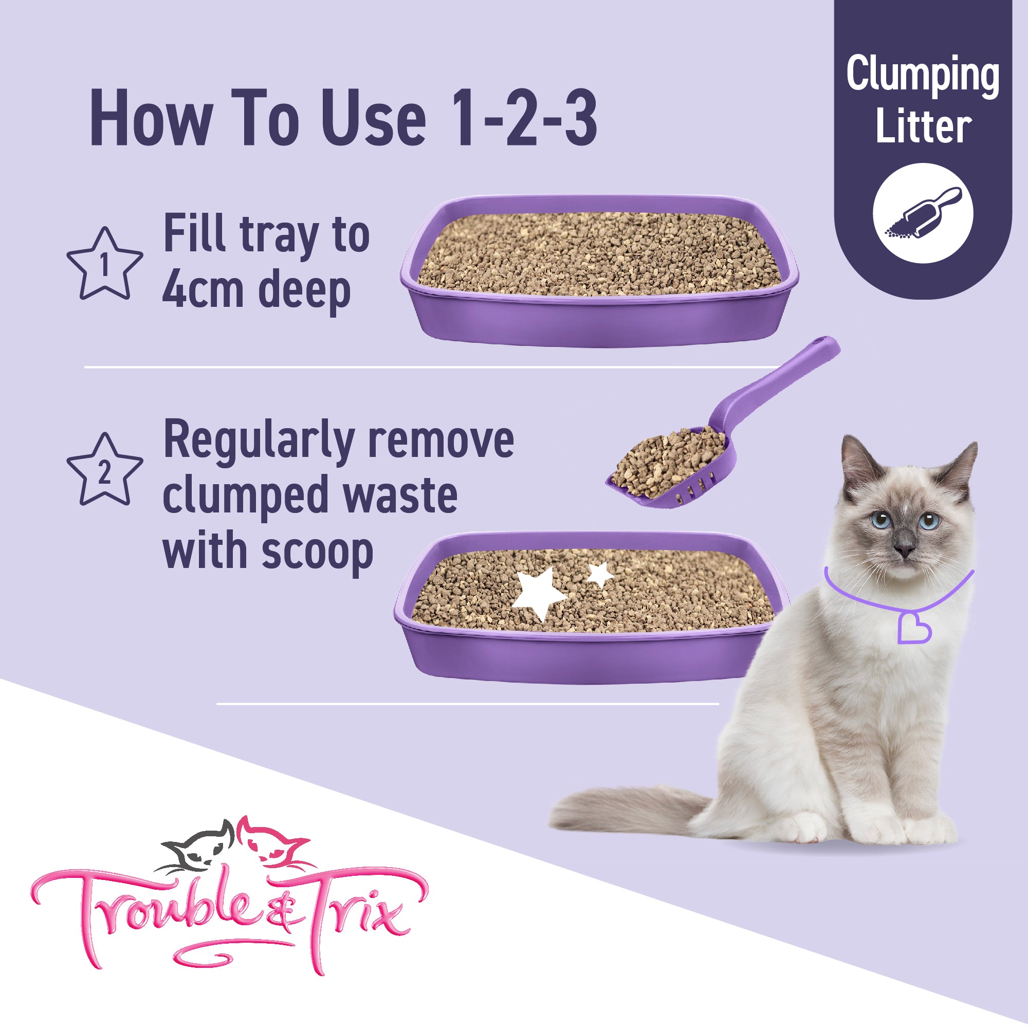 Trouble and Trix Odour Neutralising Clumping Cat Litter Lavender Scent