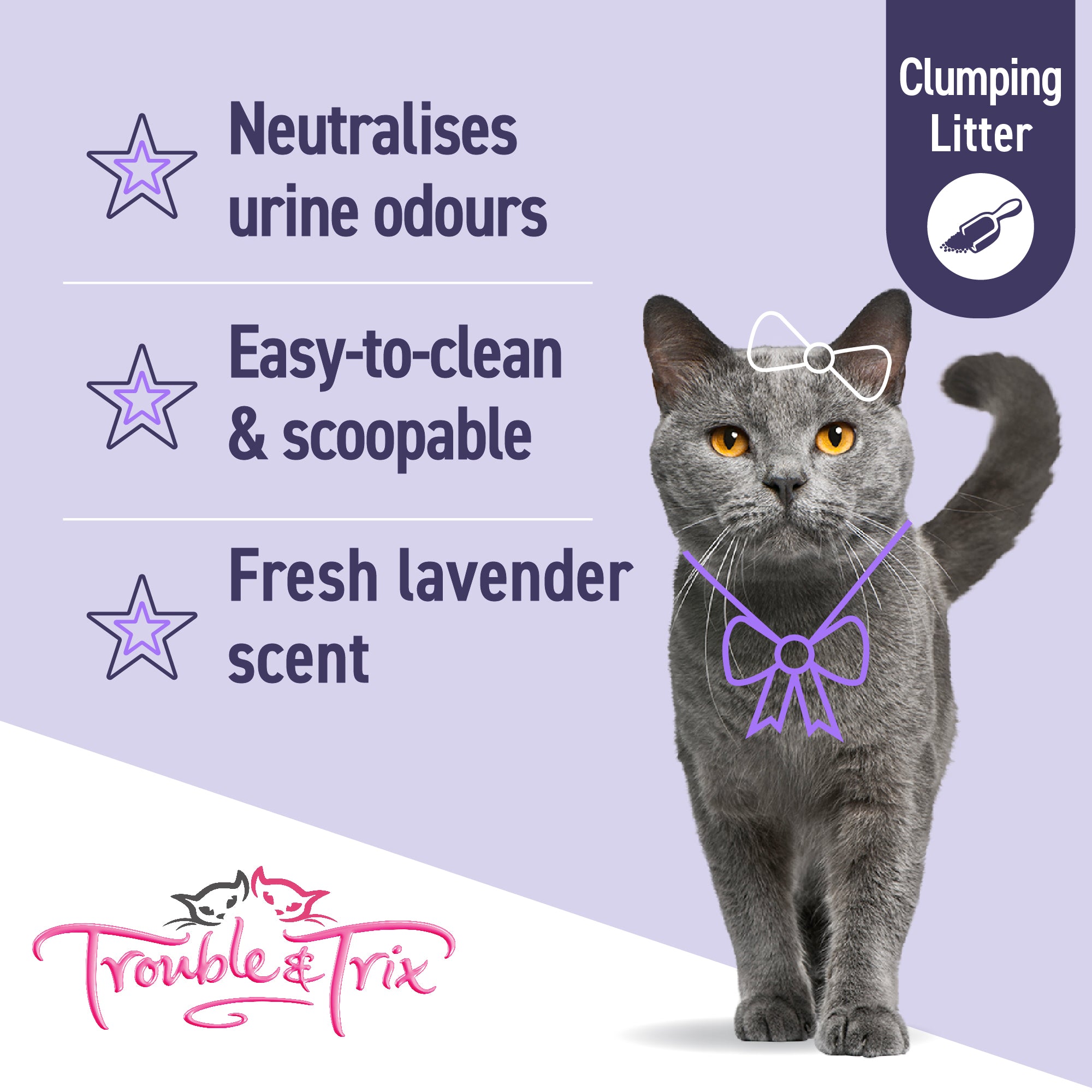 Trouble and Trix Odour Neutralising Clumping Cat Litter Lavender Scent