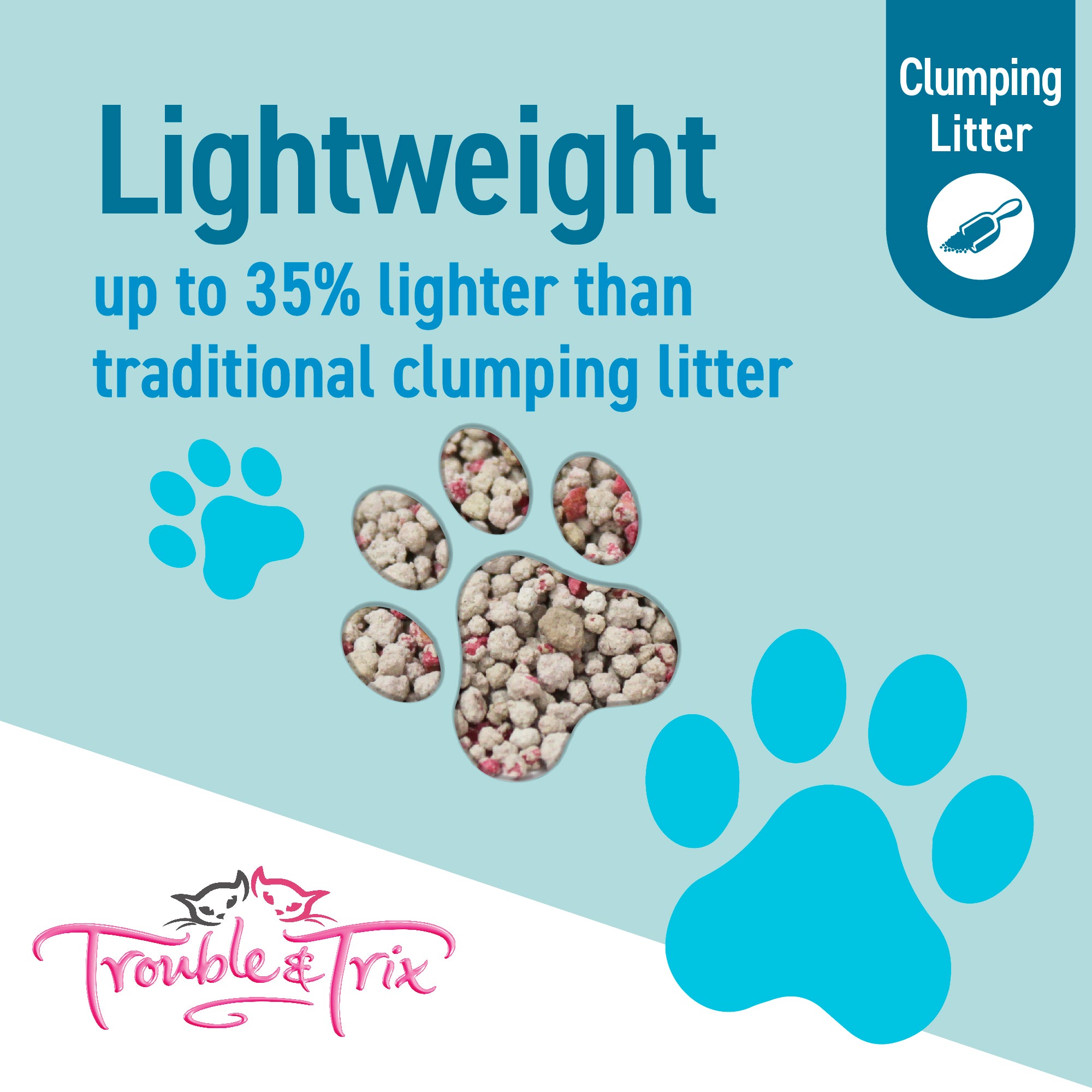 Trouble and Trix Lightweight Fresh Floral Clumping Cat Litter With Baking Soda