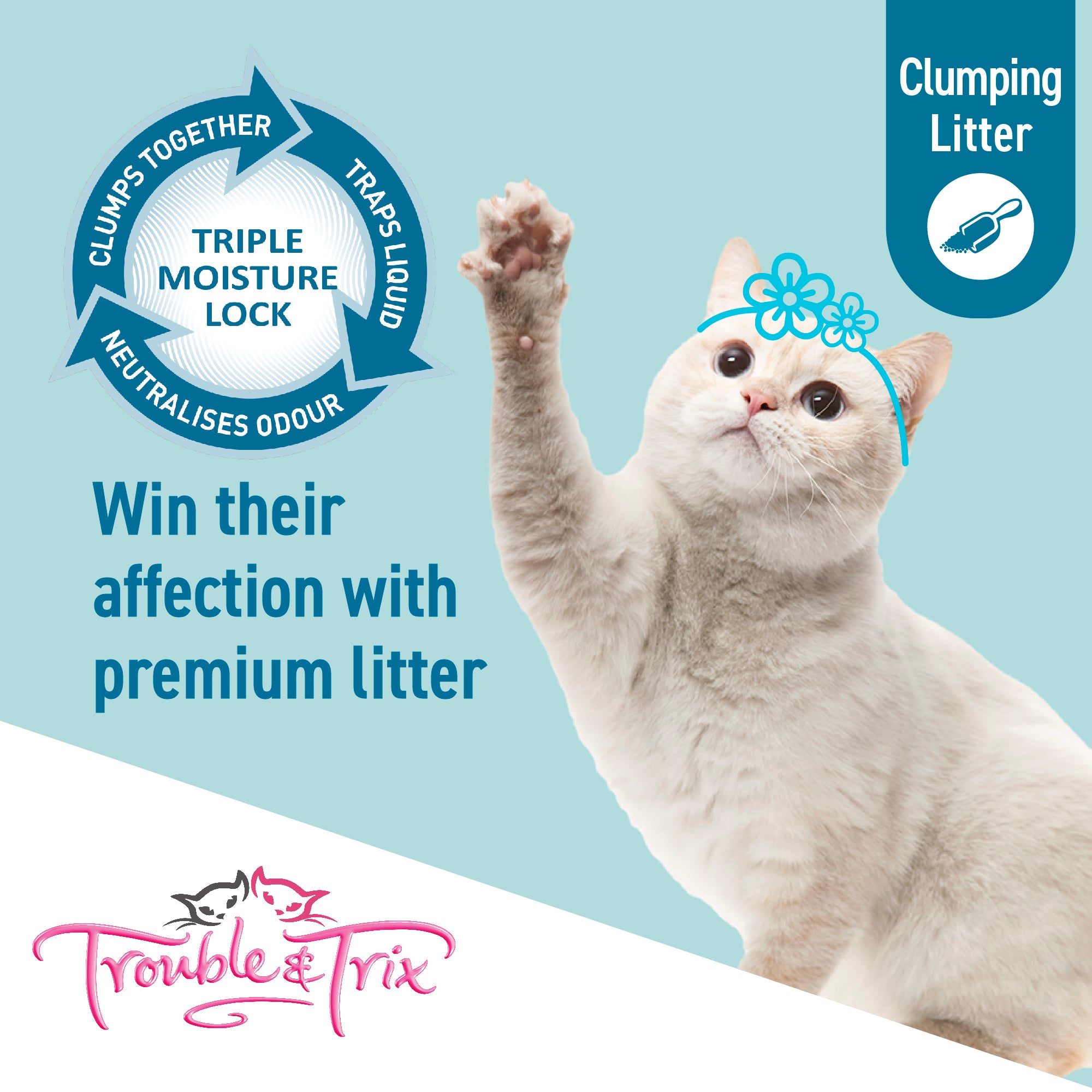 Trouble and Trix Lightweight Fresh Floral Clumping Cat Litter With Baking Soda