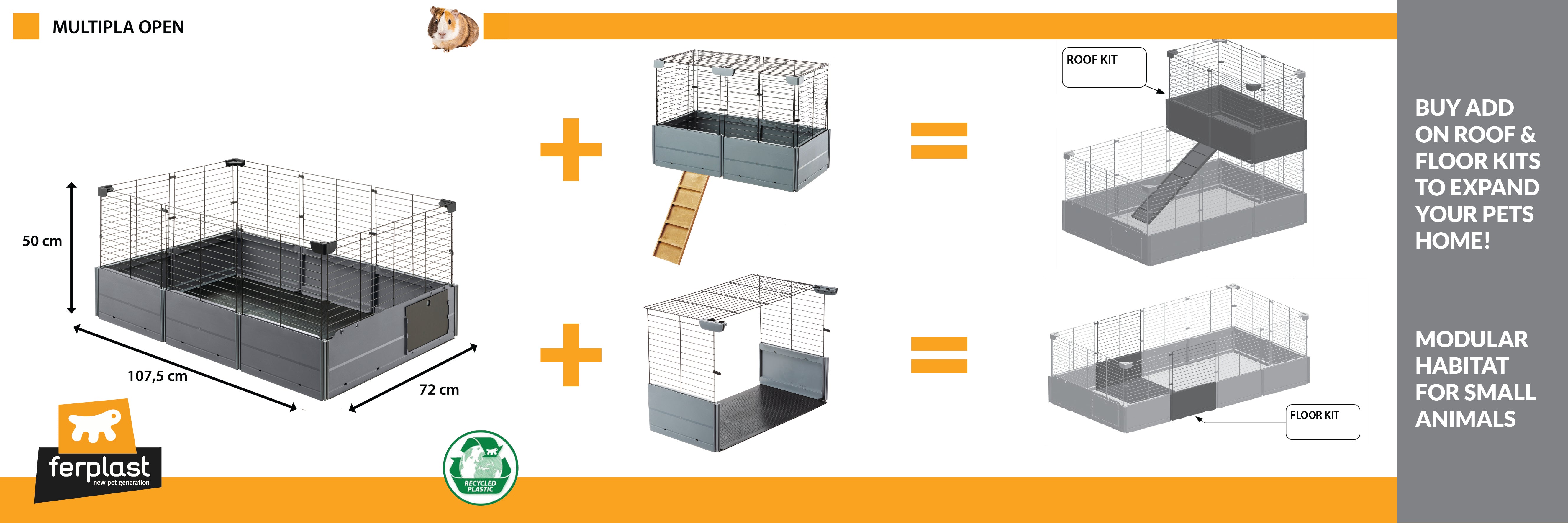 Ferplast Multipla Open Modular Open Cage for Guinea Pigs with Accessories 11