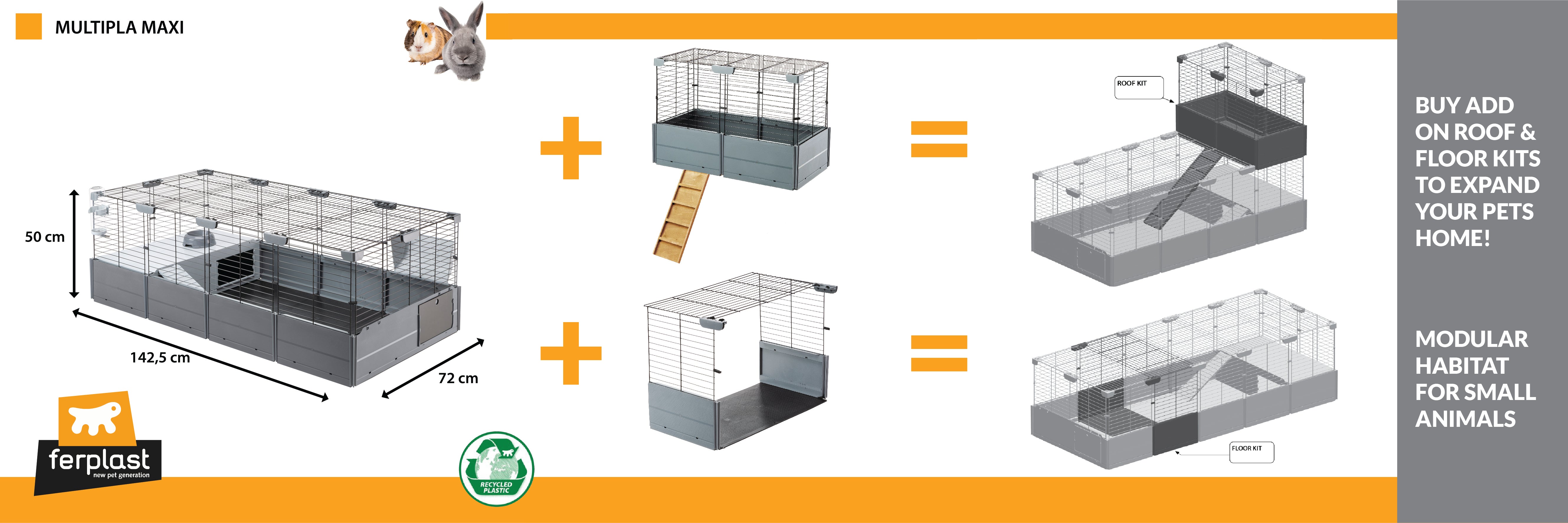 Ferplast Multipla Maxi Modular Cage with accessories for Rabbits and Guinea Pigs 24