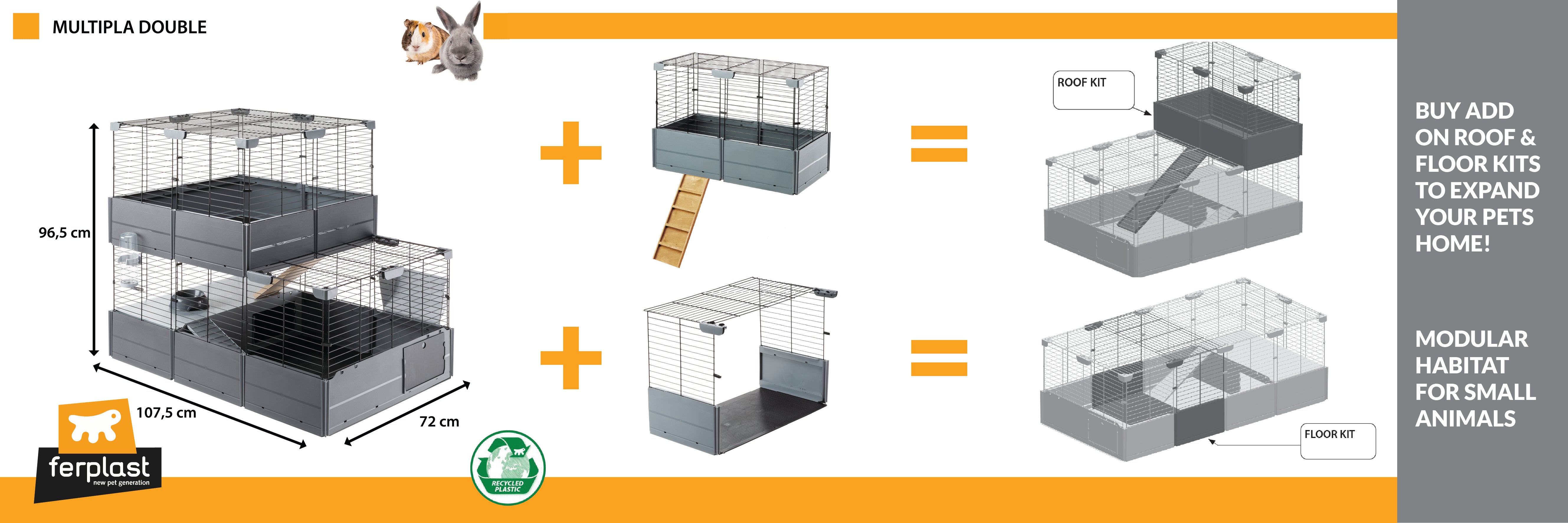 Ferplast Multipla Double Two-Storey Modular Cage with Accessories for Rabbits and Guinea Pigs 25