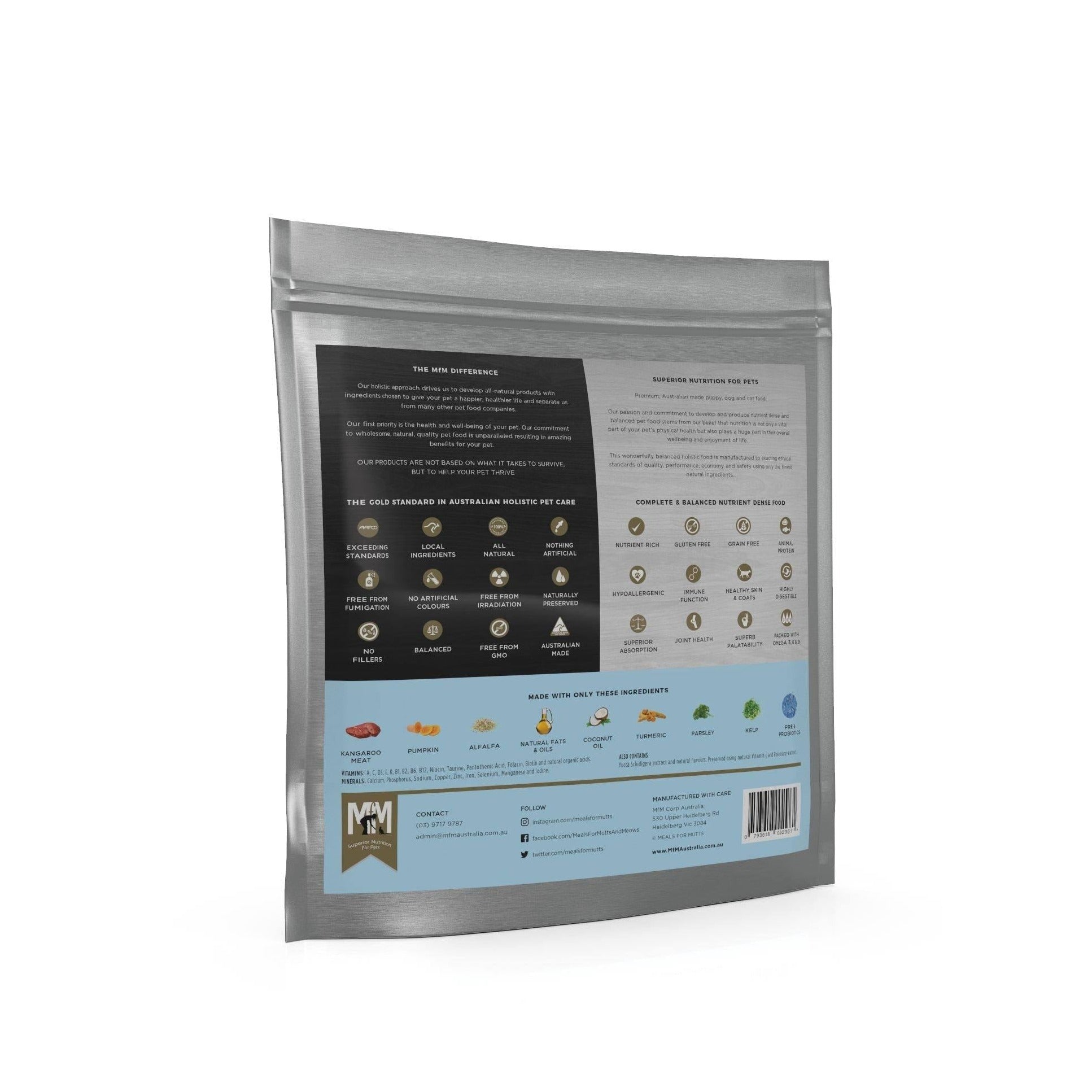 MfM Meals For Meows Dry Cat Food Single Meat Protein Hypoallergenic Grain & Gluten Free Kangaroo