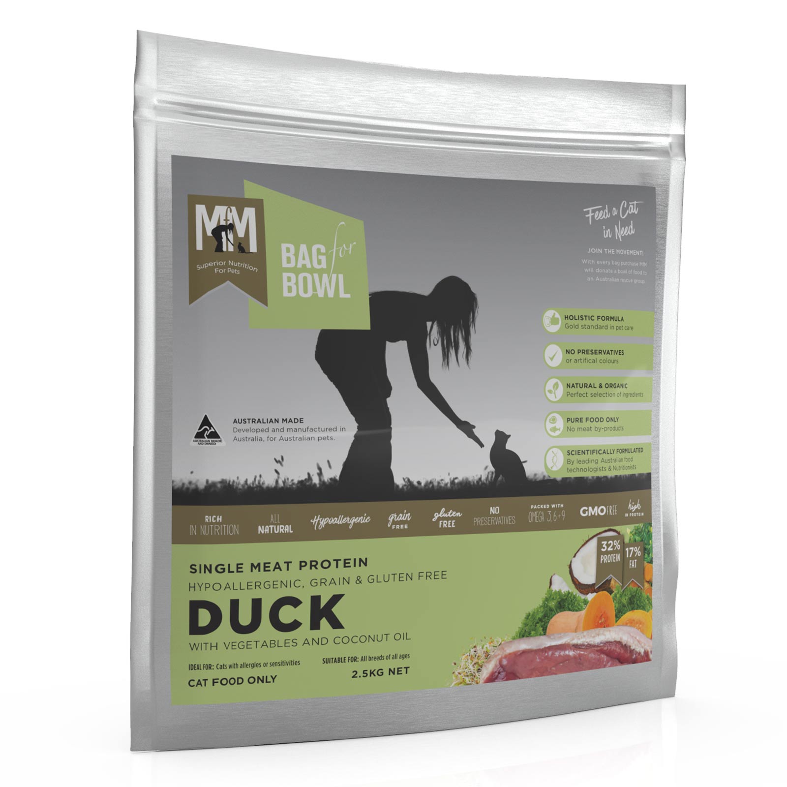 MfM Meals For Meows Dry Cat Food Single Meat Protein Hypoallergenic Grain & Gluten Free Duck
