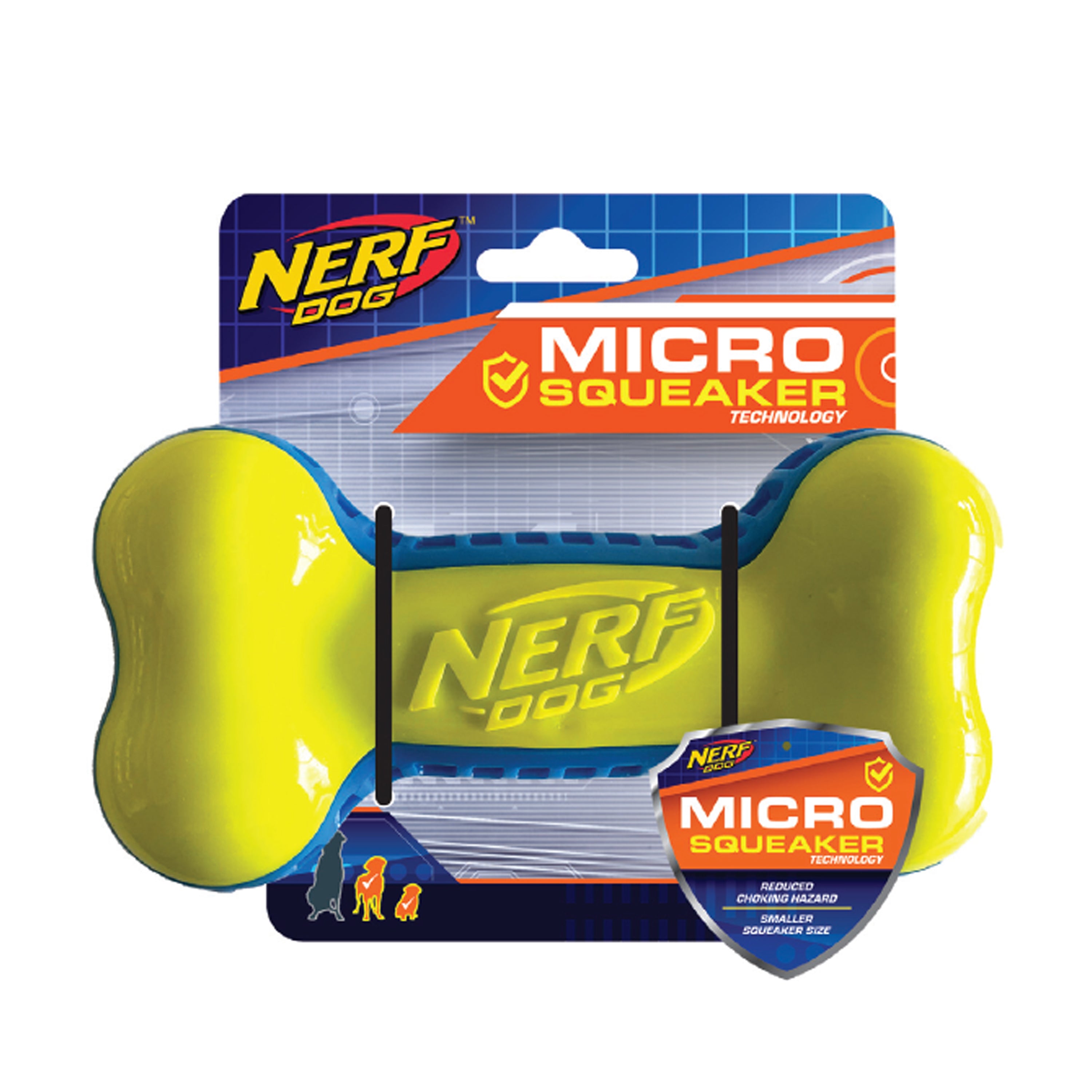 Nerf Dog Toy - Exo Squeak Bone Blue/Green 10.5cm 01