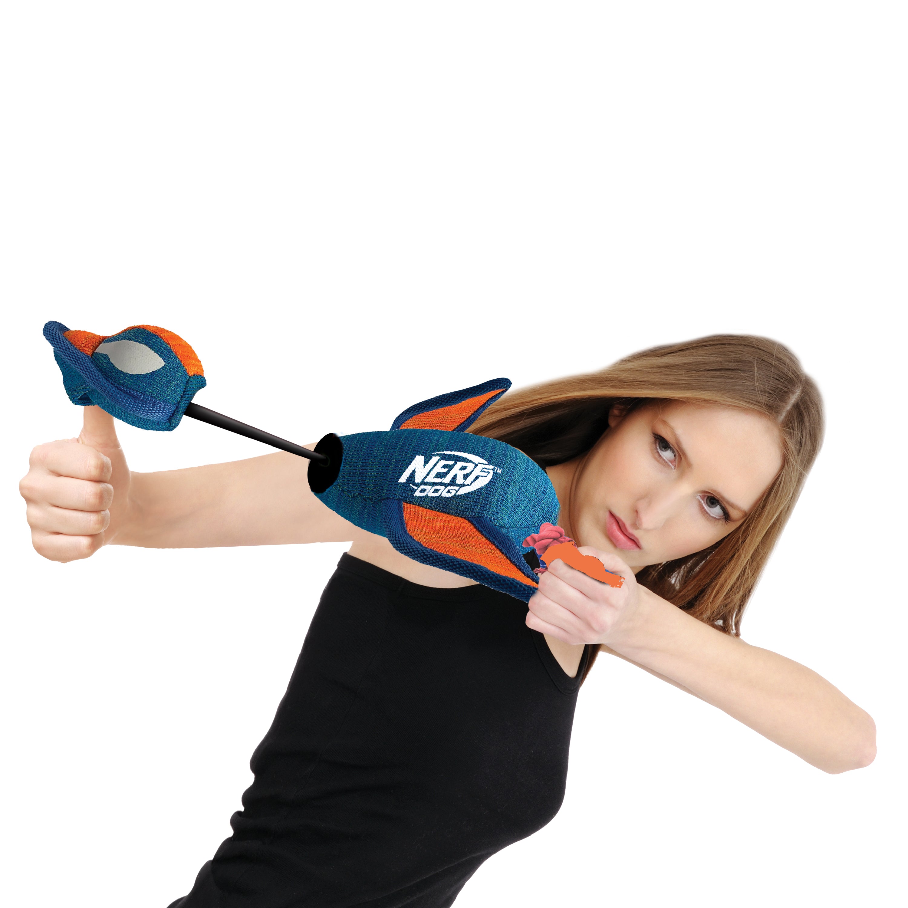 Nerf X Weave Dog Toy - Duck Launcher Blue/Orange 40 Cm 05