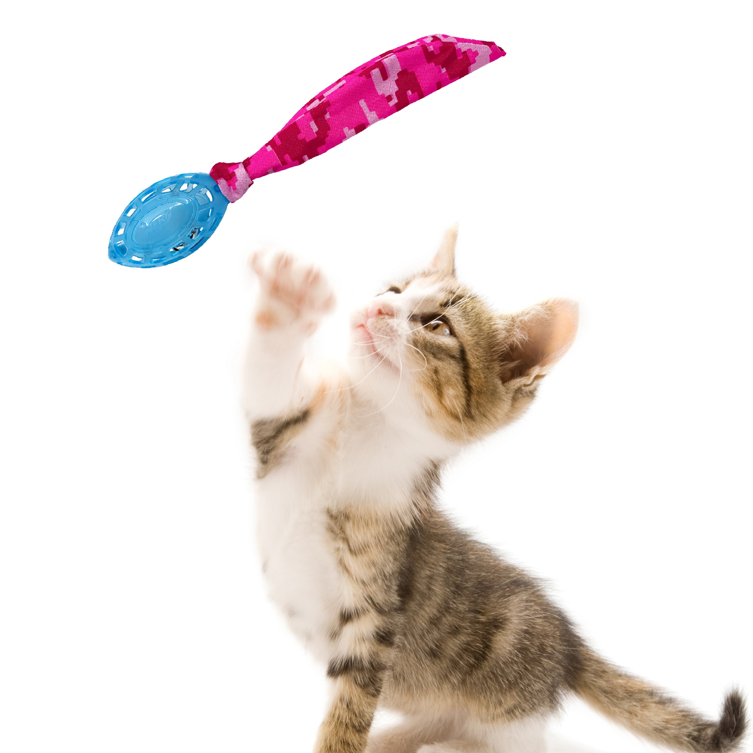 Nerf Cat Toy - Bell Rattle Football with Crinkle Tail 06