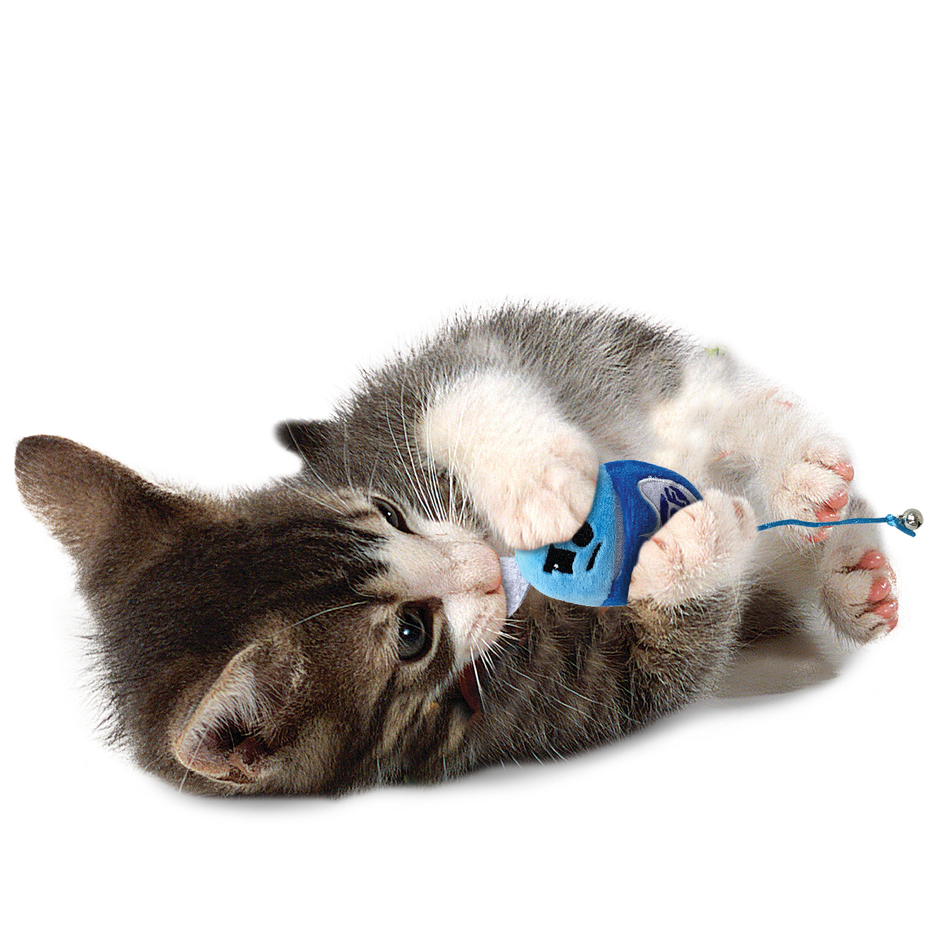 Nerf Cat Toy - Plush Cat with Catnip Pouch & Bell 9cm 06