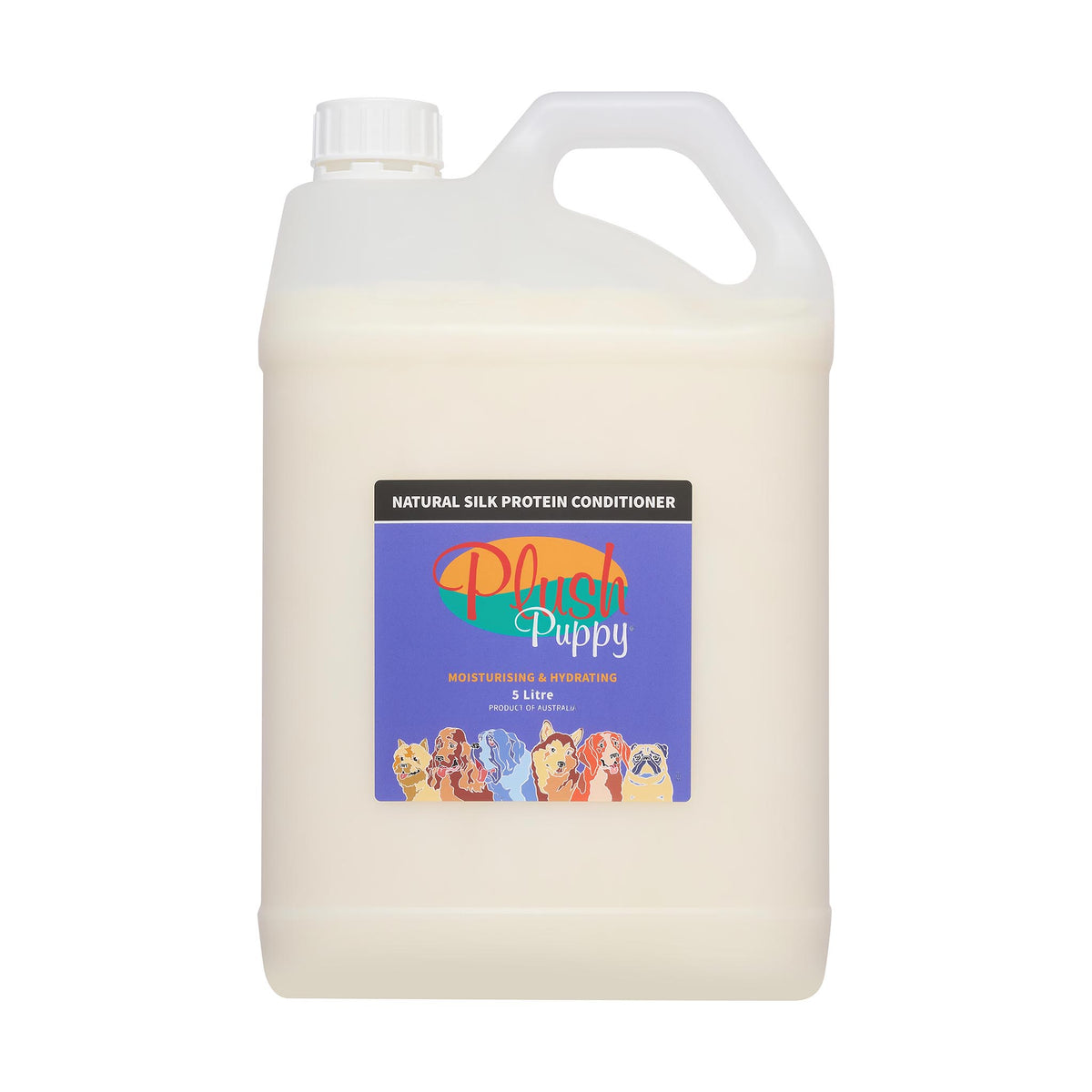 Plush Puppy Natural Silk Protein Conditioner 5 Litre – front of jerry can