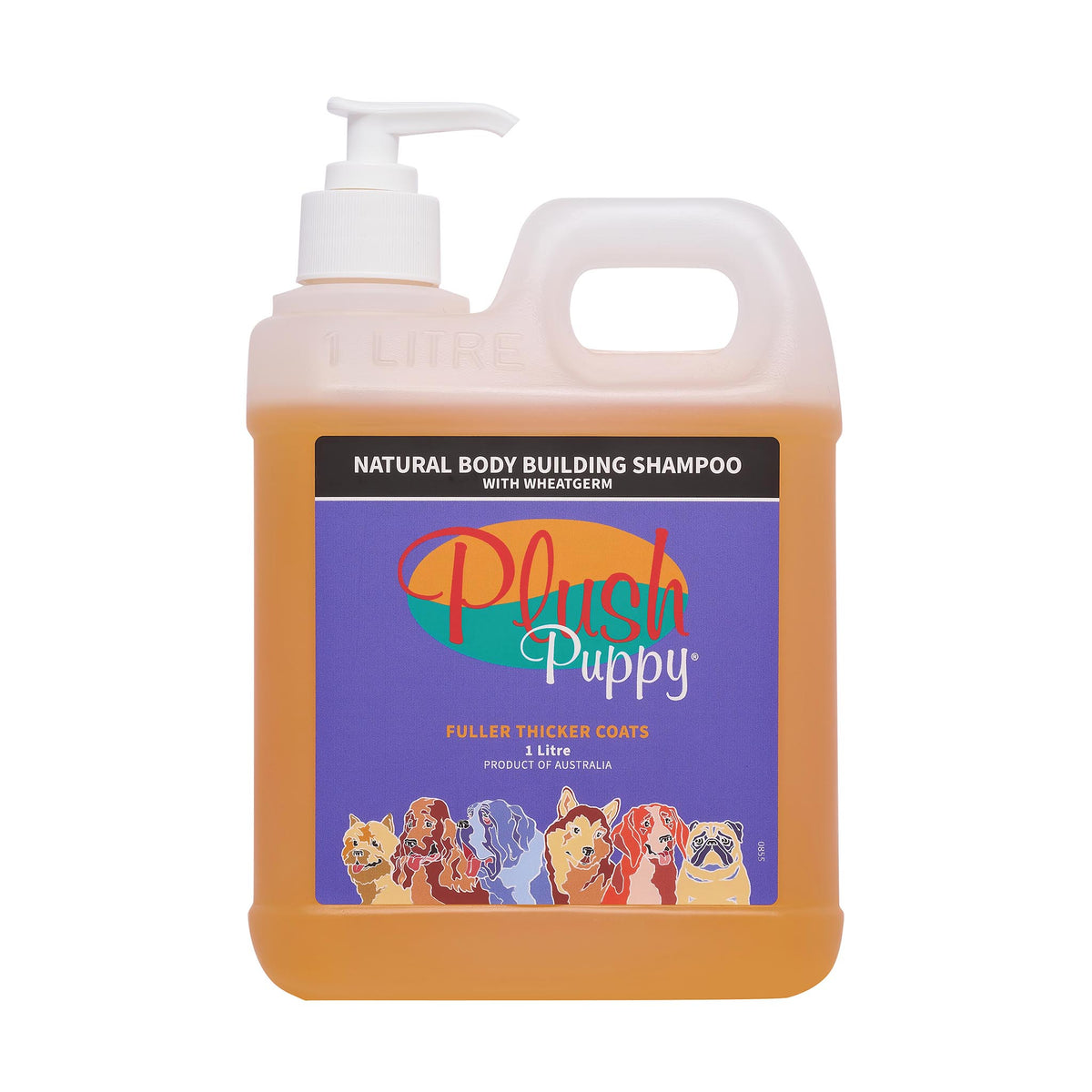 Plush Puppy Natural Body Building Shampoo with Wheatgerm 1 Litre – front of bottle