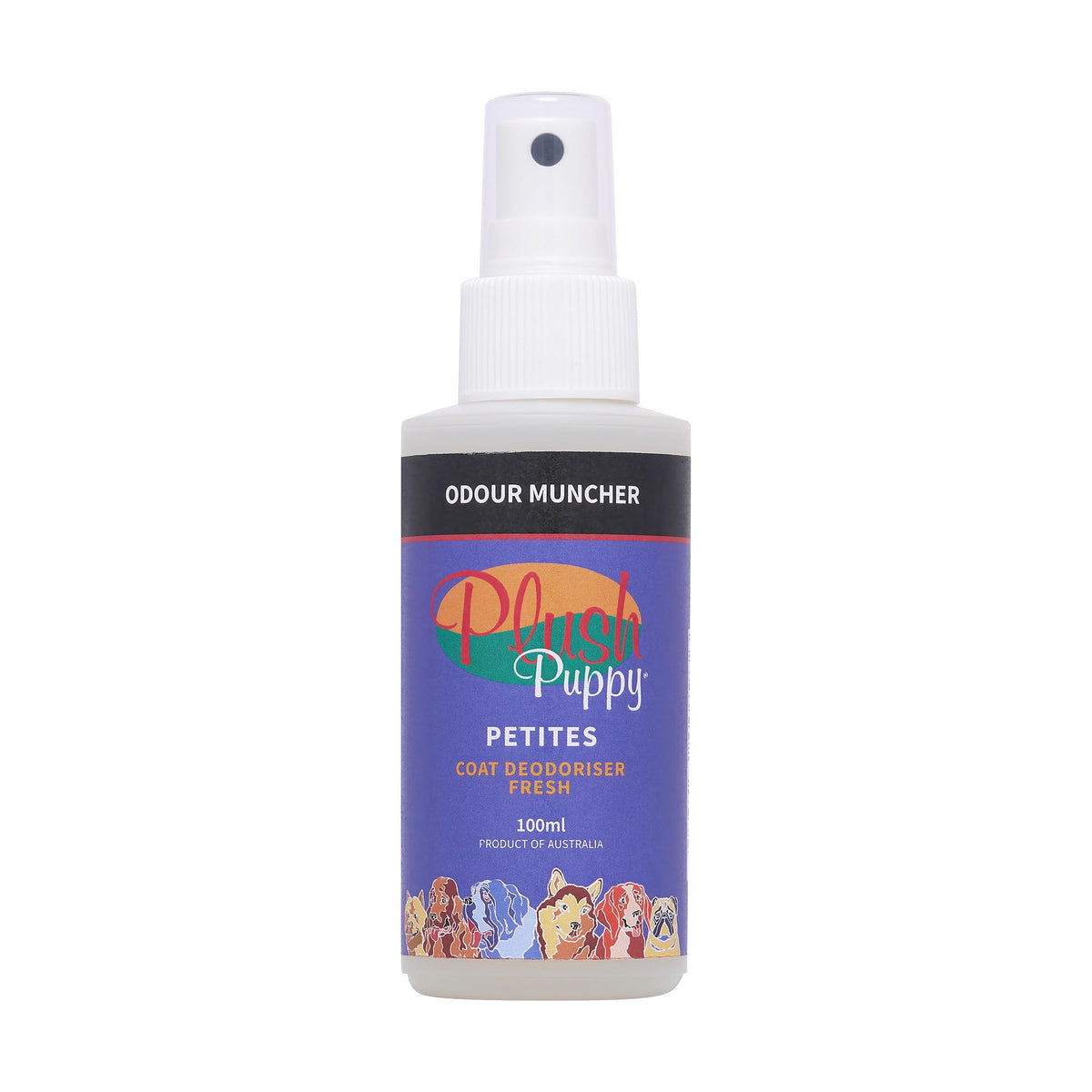 Plush Puppy Odour Muncher Fresh Coat Deodoriser 100ml Petite – front of bottle
