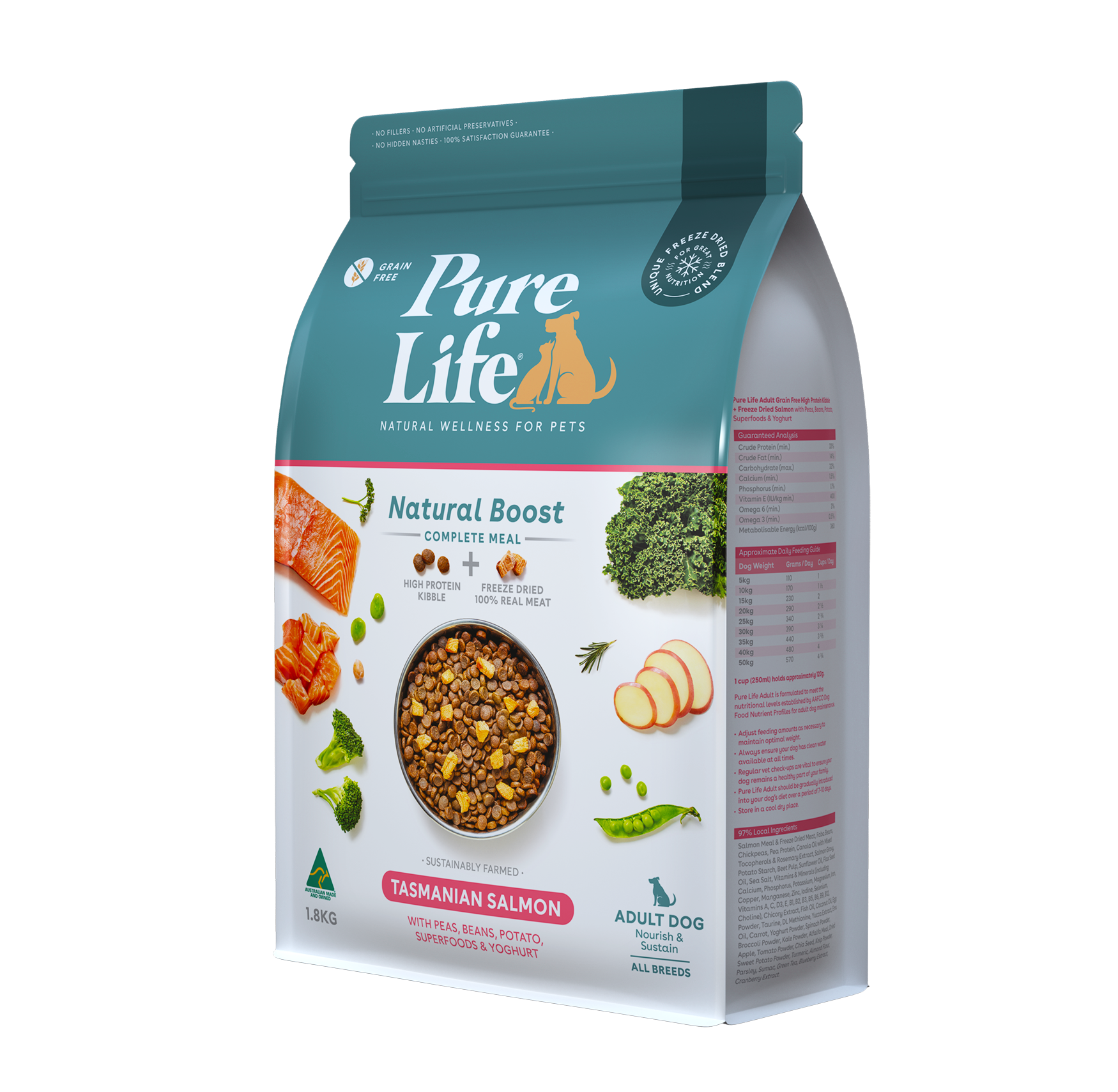Pure Life Natural Boost Dry Dog Food Adult Tasmanian Salmon