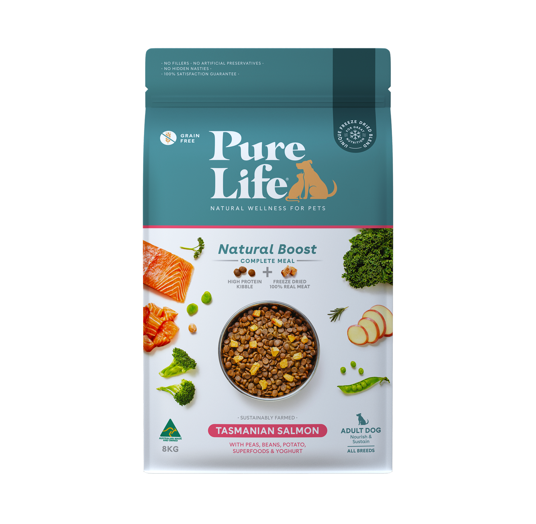 Pure Life Natural Boost Dry Dog Food Adult Tasmanian Salmon