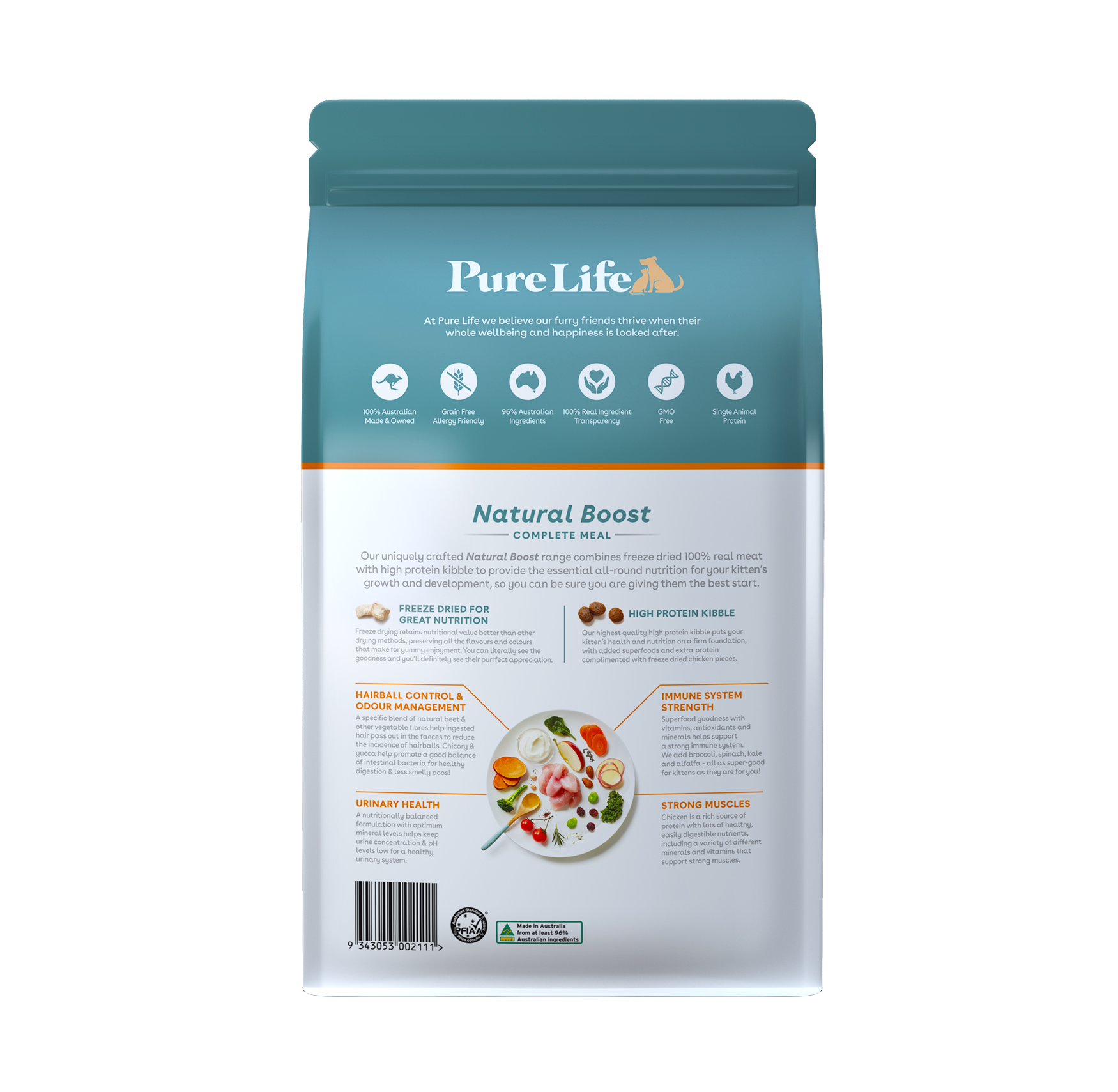 Pure Life Natural Boost Dry Cat Food Kitten Australian Chicken