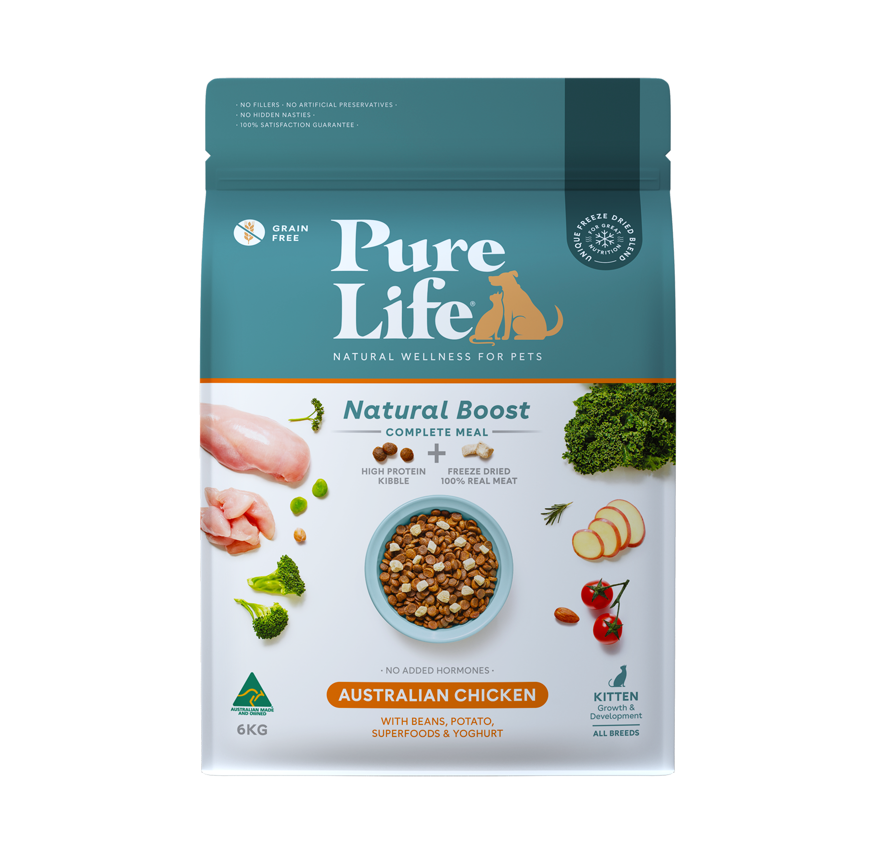 Pure Life Natural Boost Dry Cat Food Kitten Australian Chicken