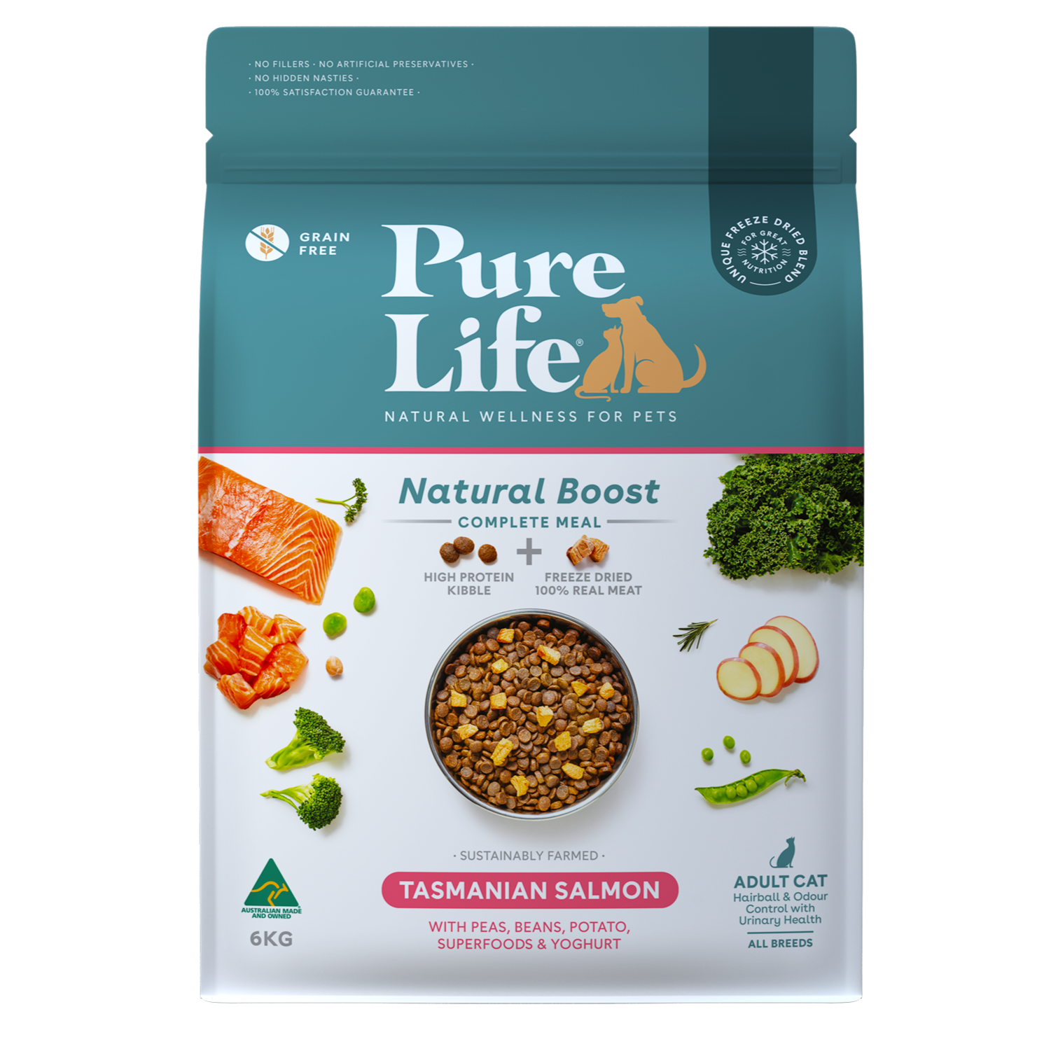 Pure Life Natural Boost Dry Cat Food Adult Tasmanian Salmon