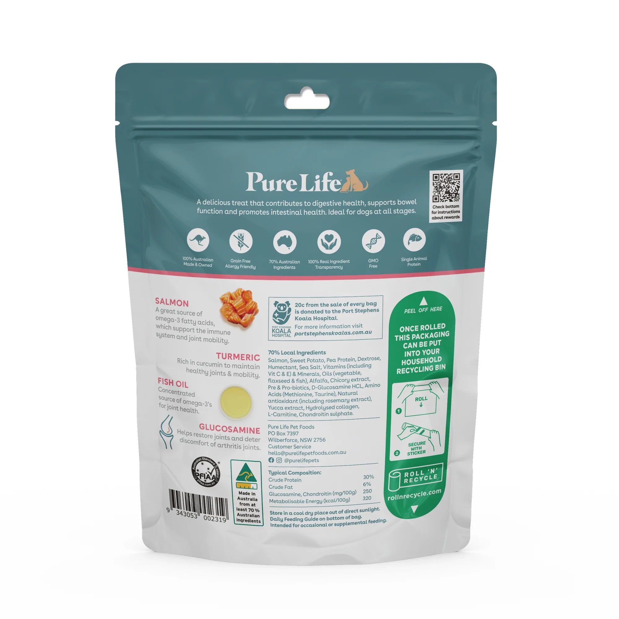 Pure Life Grain Free Dog Treats Mobility Boost Salmon with Fish Oil & Turmeric
