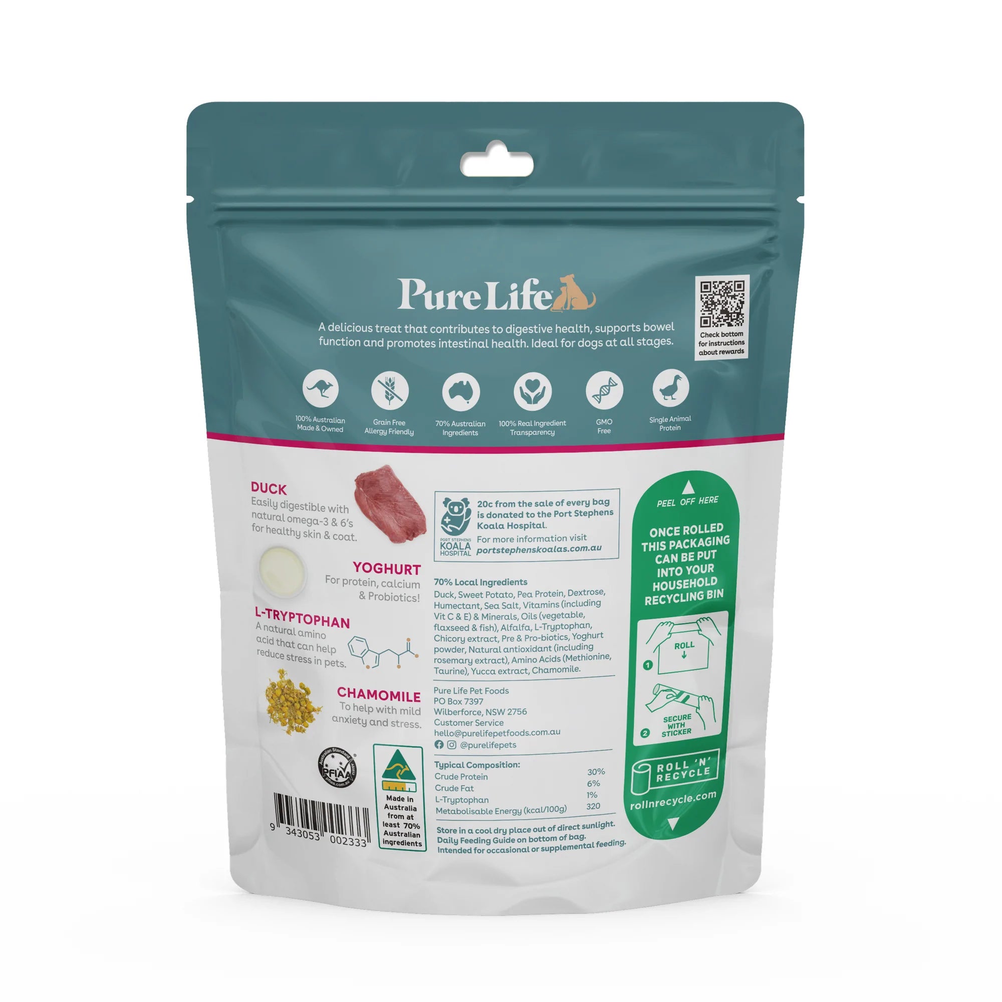 Pure Life Grain Free Dog Treats Zen & Relaxed Duck with Yoghurt & Chamomile