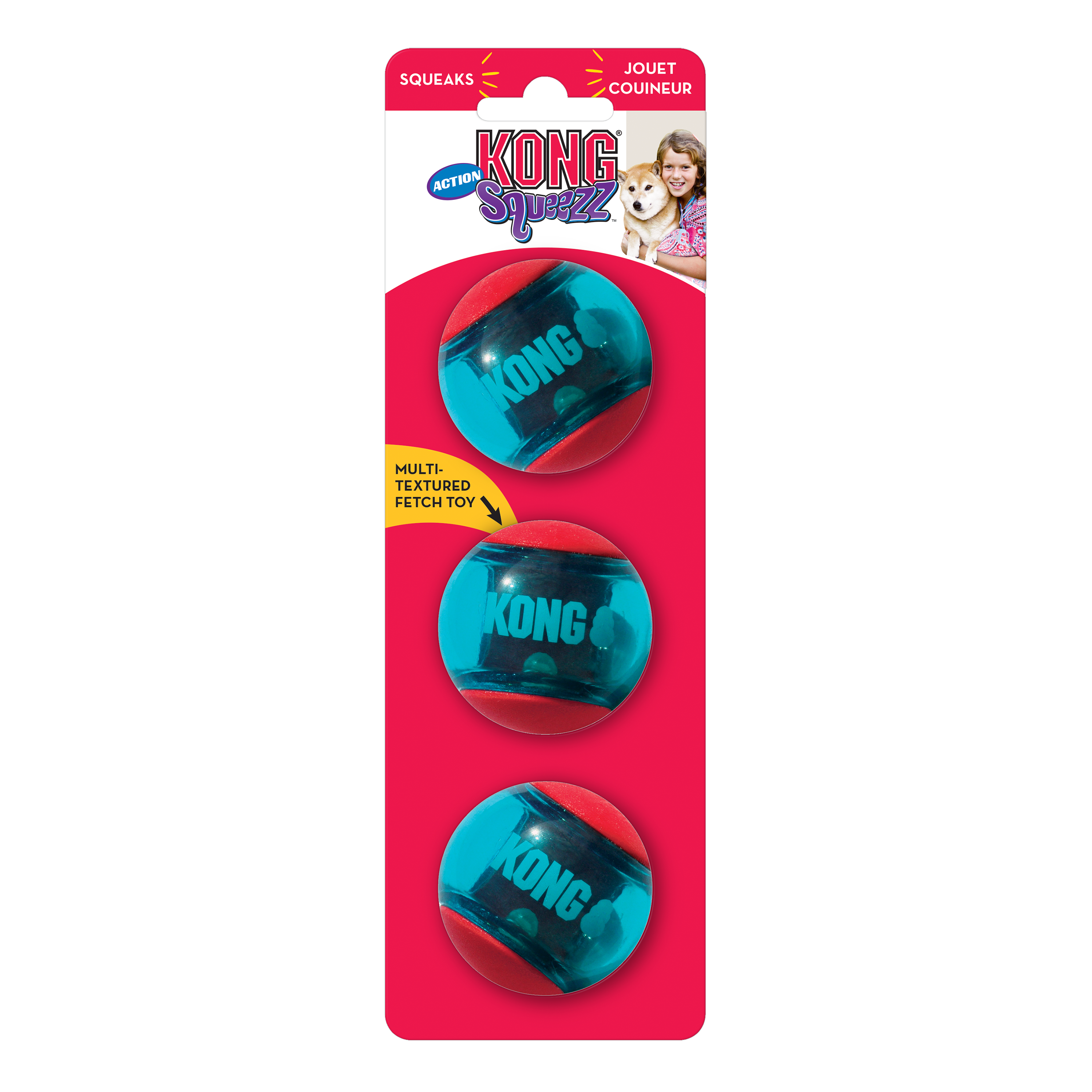 KONG Dog Toys Squeezz Action Ball Red 01