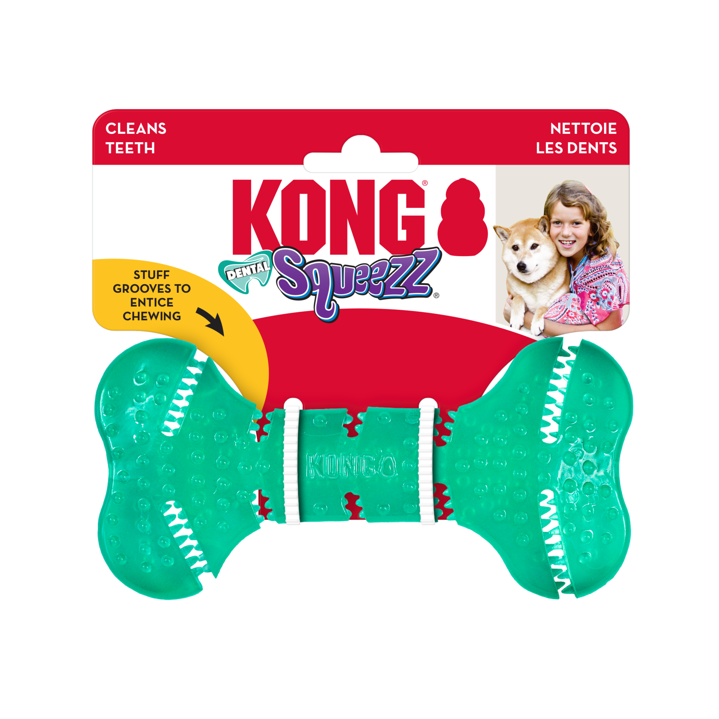 KONG Dog Toys Squeezz Dental Bone Medium