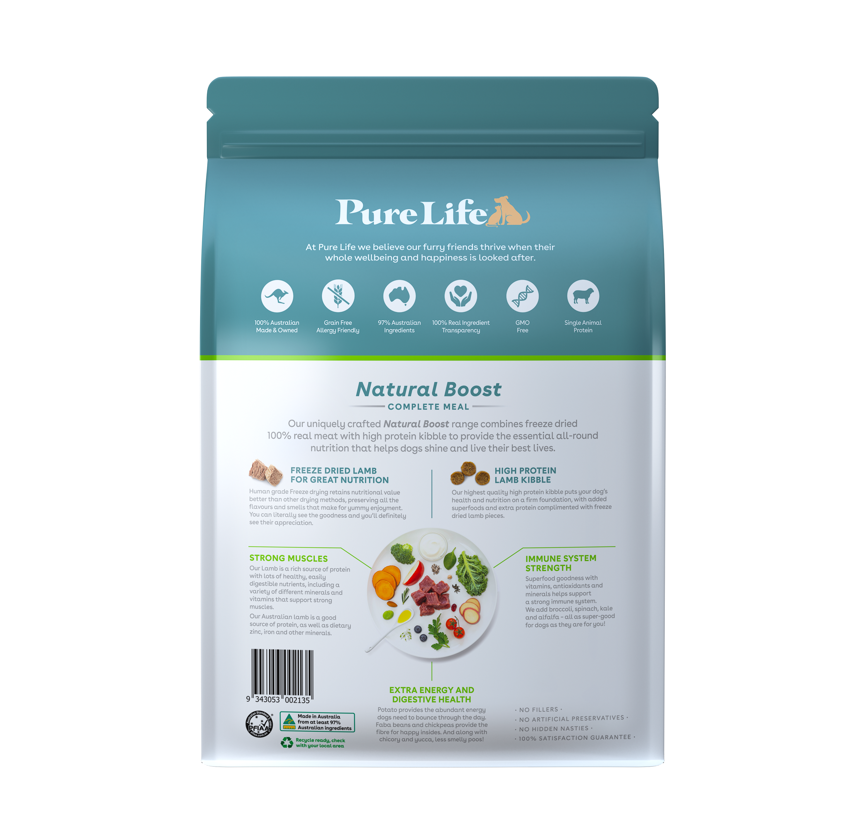 Pure Life Natural Boost Dry Dog Food Adult Australian Lamb