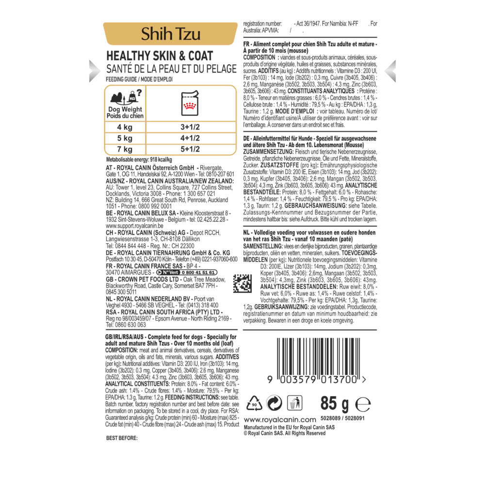 Royal Canin Shih Tzu 85gx12 Pouches | PeekAPaw Pet Supplies