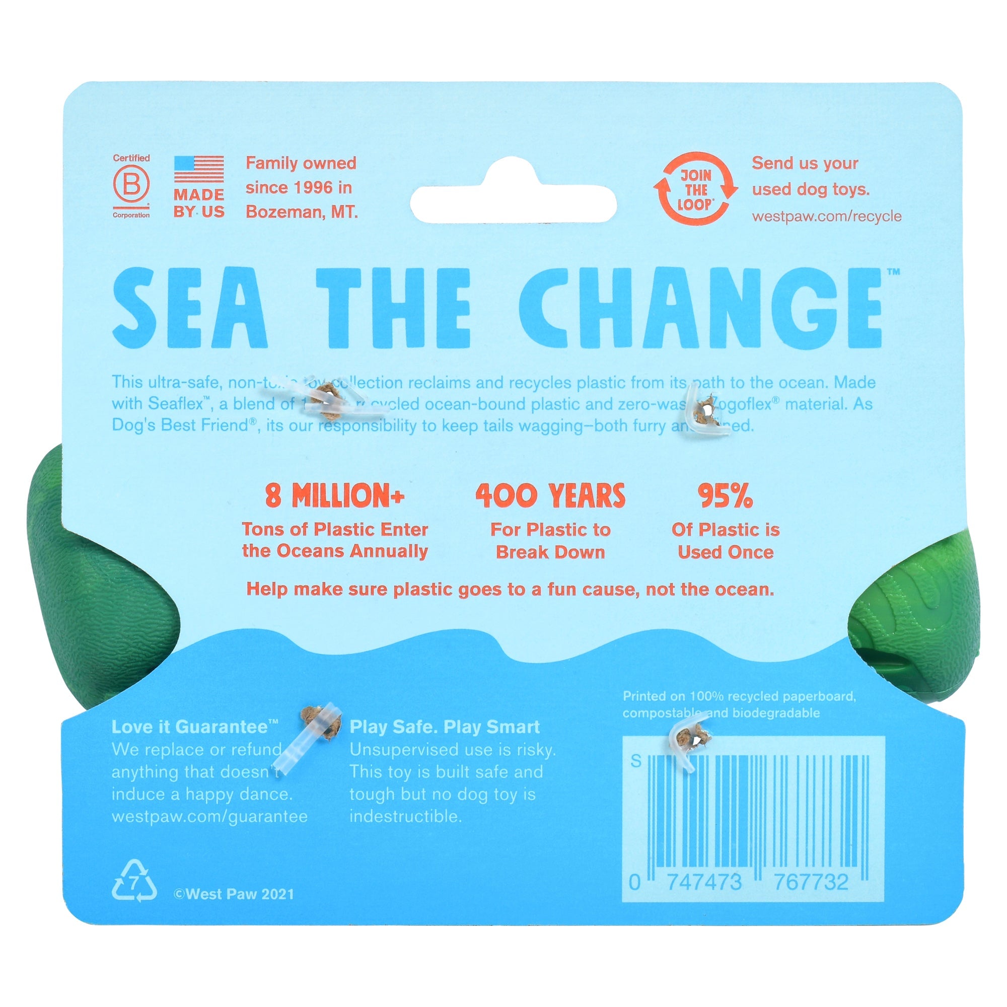 West Paw Seaflex Recycled Plastic Fetch Dog Toy - Drifty Small by PeekAPaw