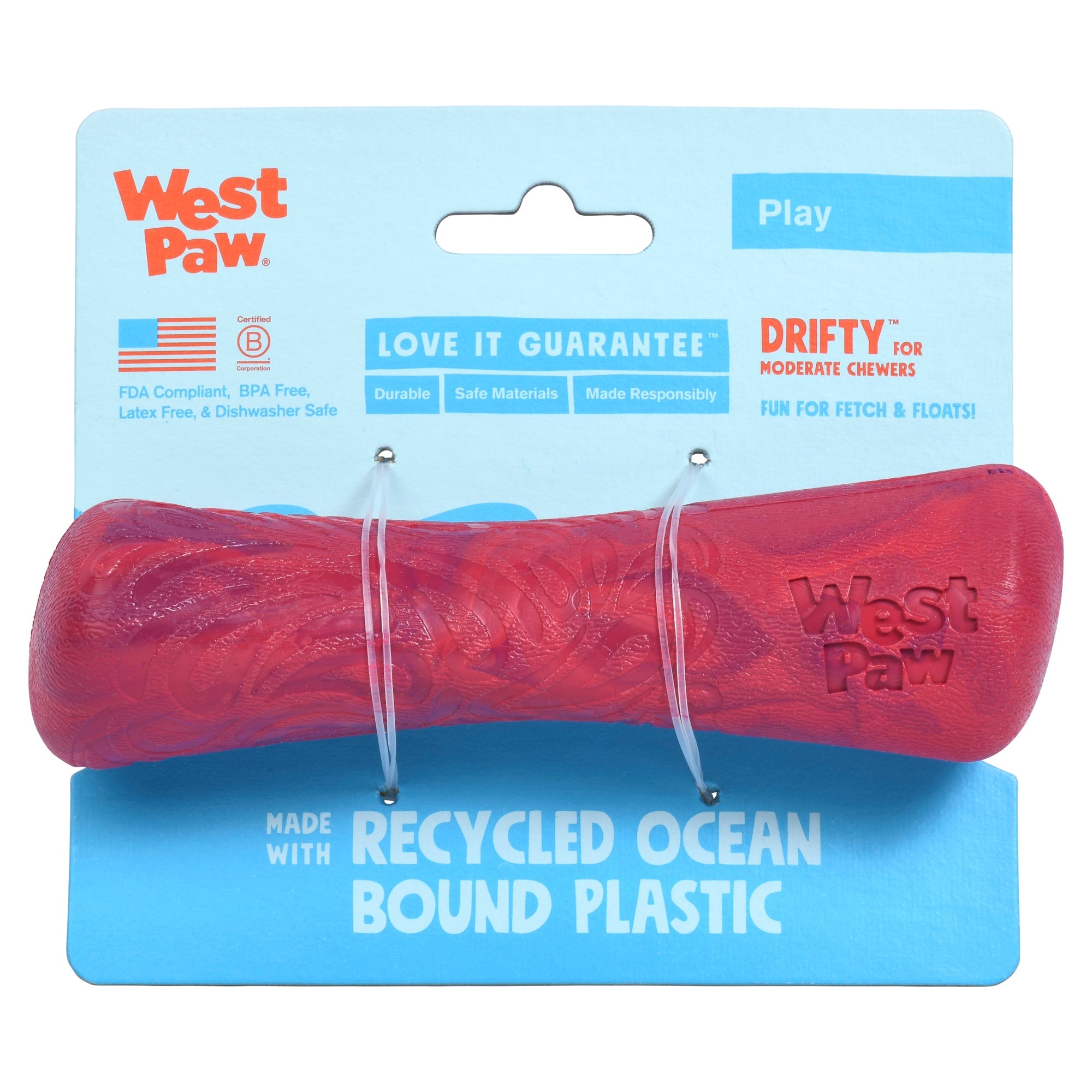 West Paw Seaflex Recycled Plastic Fetch Dog Toy - Drifty Small by PeekAPaw