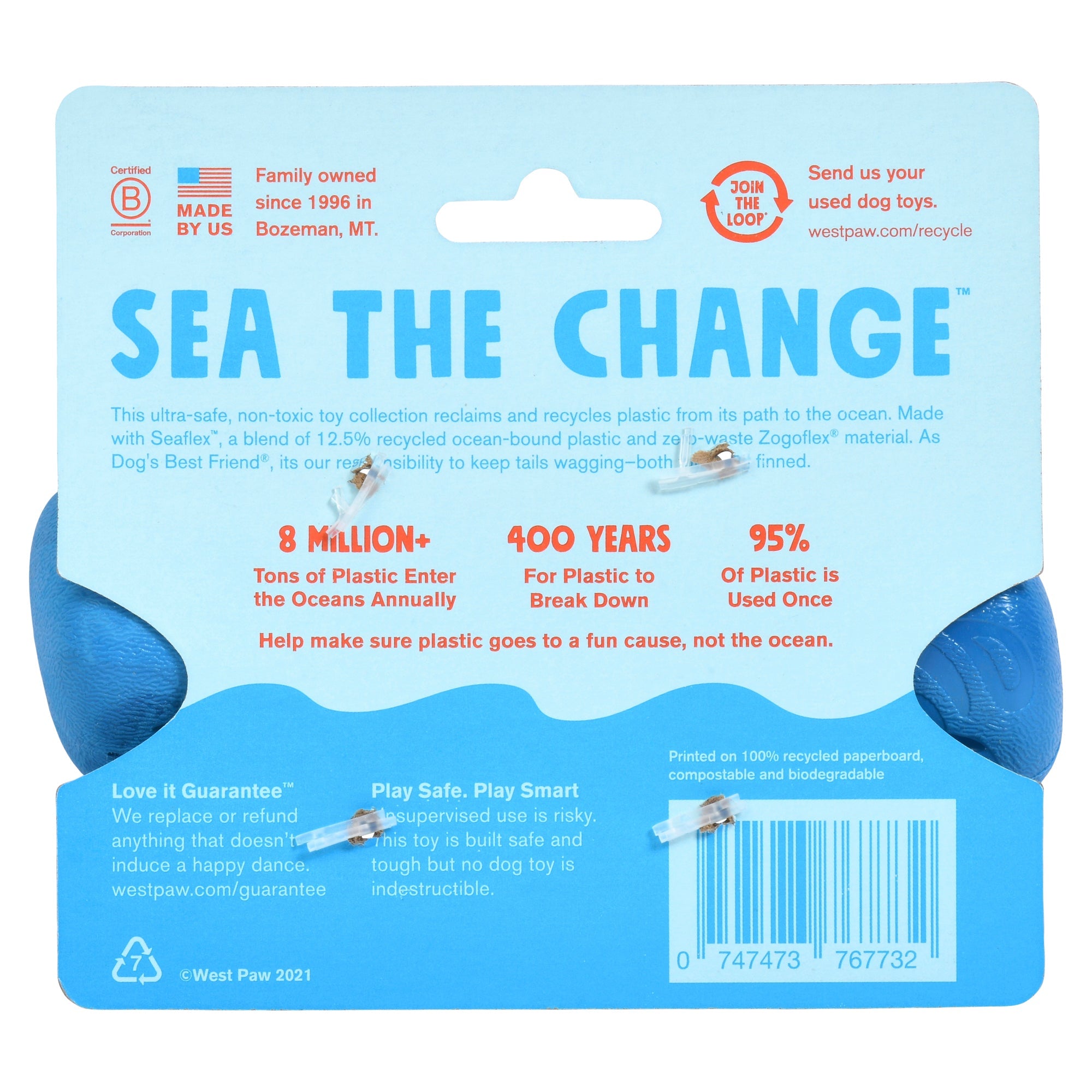 West Paw Seaflex Recycled Plastic Fetch Dog Toy - Drifty Small by PeekAPaw