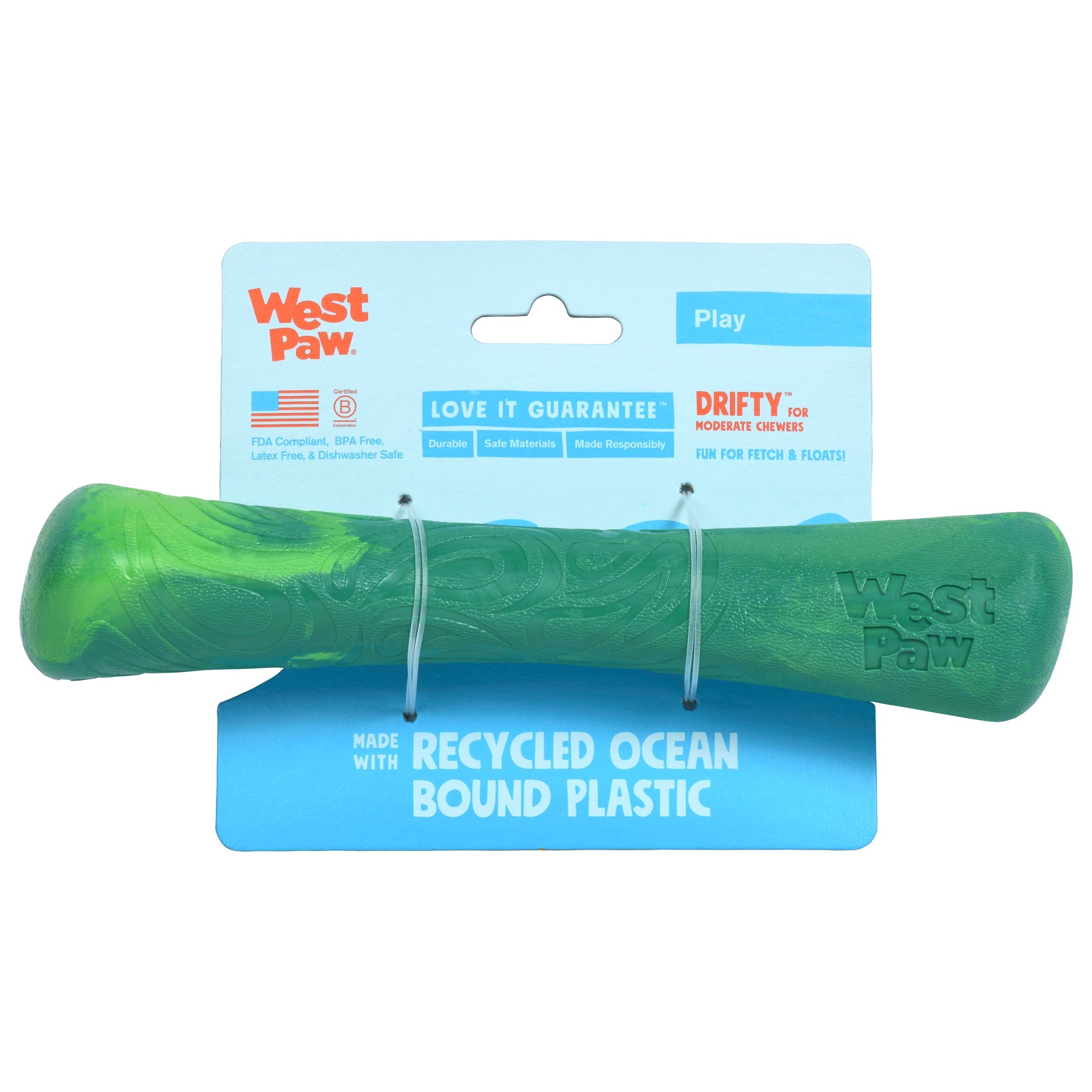 West Paw Seaflex Recycled Plastic Fetch Dog Toy - Drifty Large by PeekAPaw