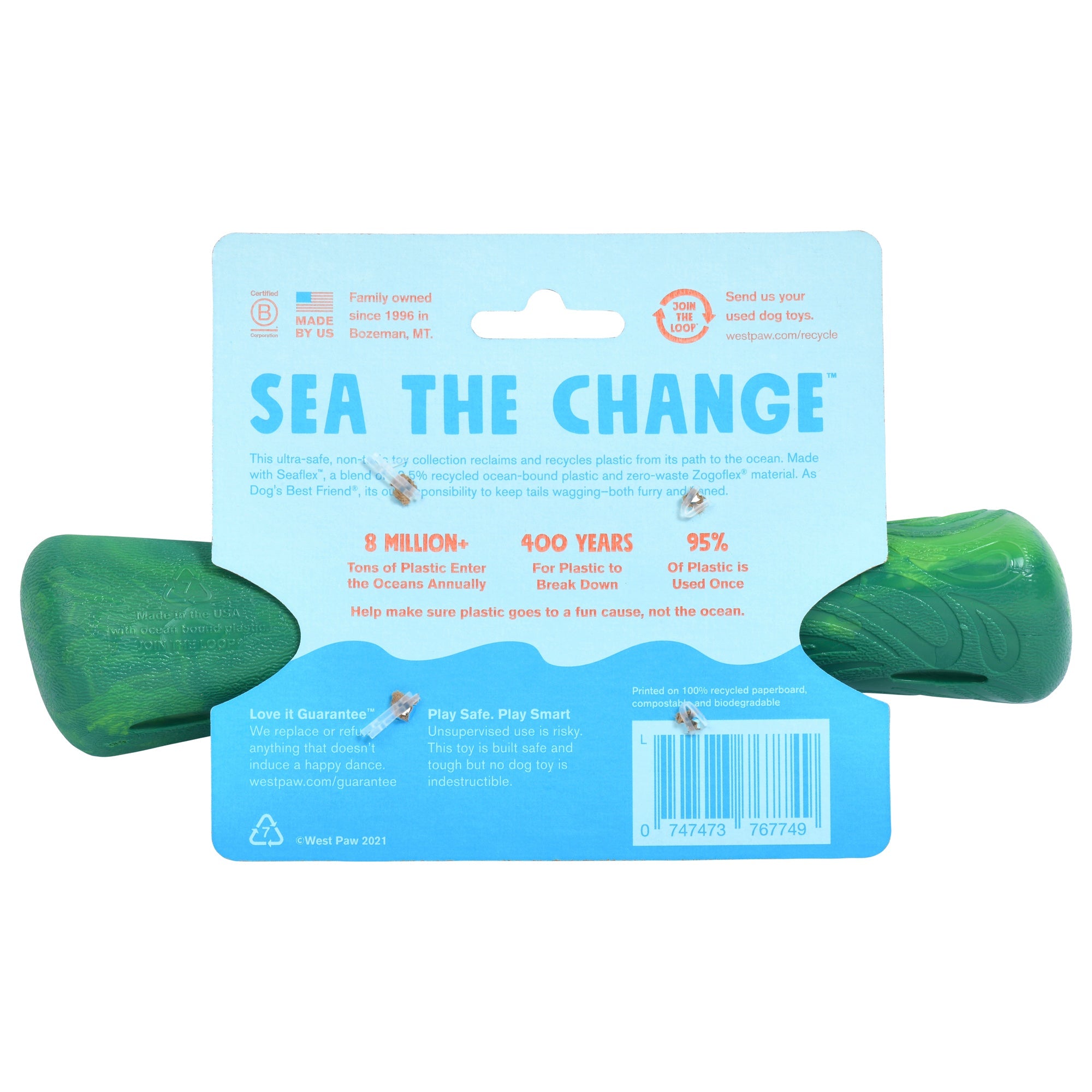 West Paw Seaflex Recycled Plastic Fetch Dog Toy - Drifty Large by PeekAPaw