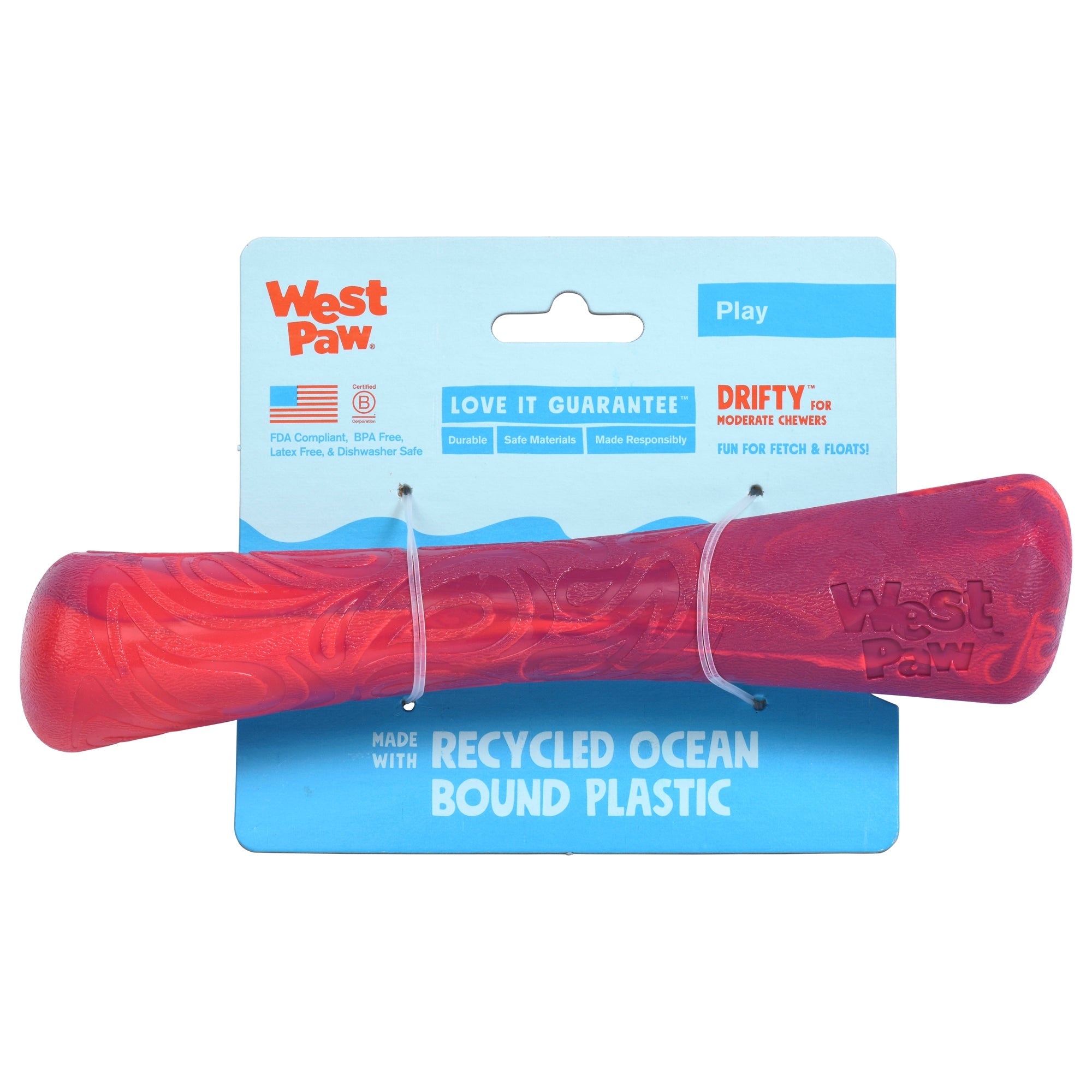 West Paw Seaflex Recycled Plastic Fetch Dog Toy - Drifty Large by PeekAPaw