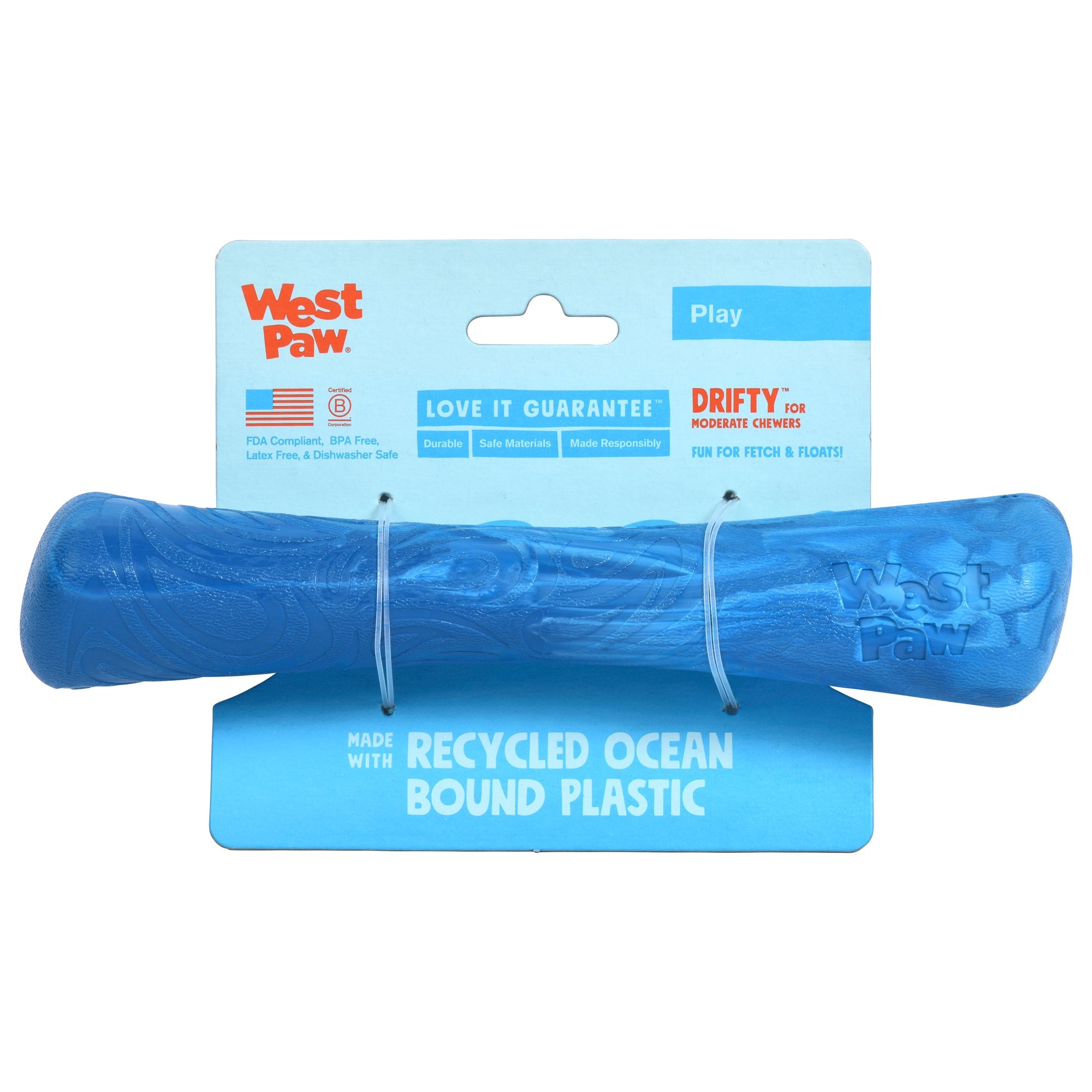 West Paw Seaflex Recycled Plastic Fetch Dog Toy - Drifty Large by PeekAPaw