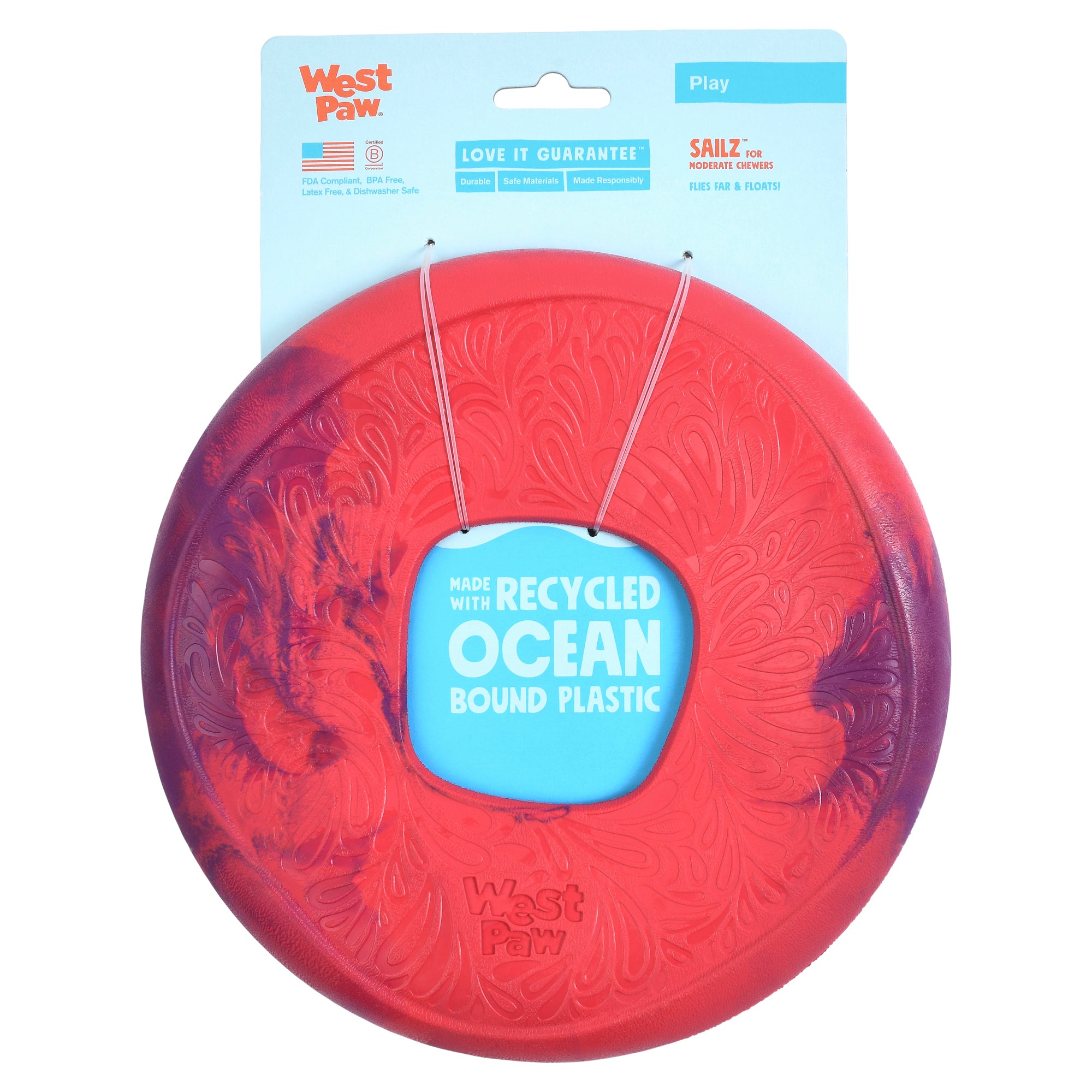 West Paw Seaflex Recycled Plastic Flyer Dog Toys - Sailz