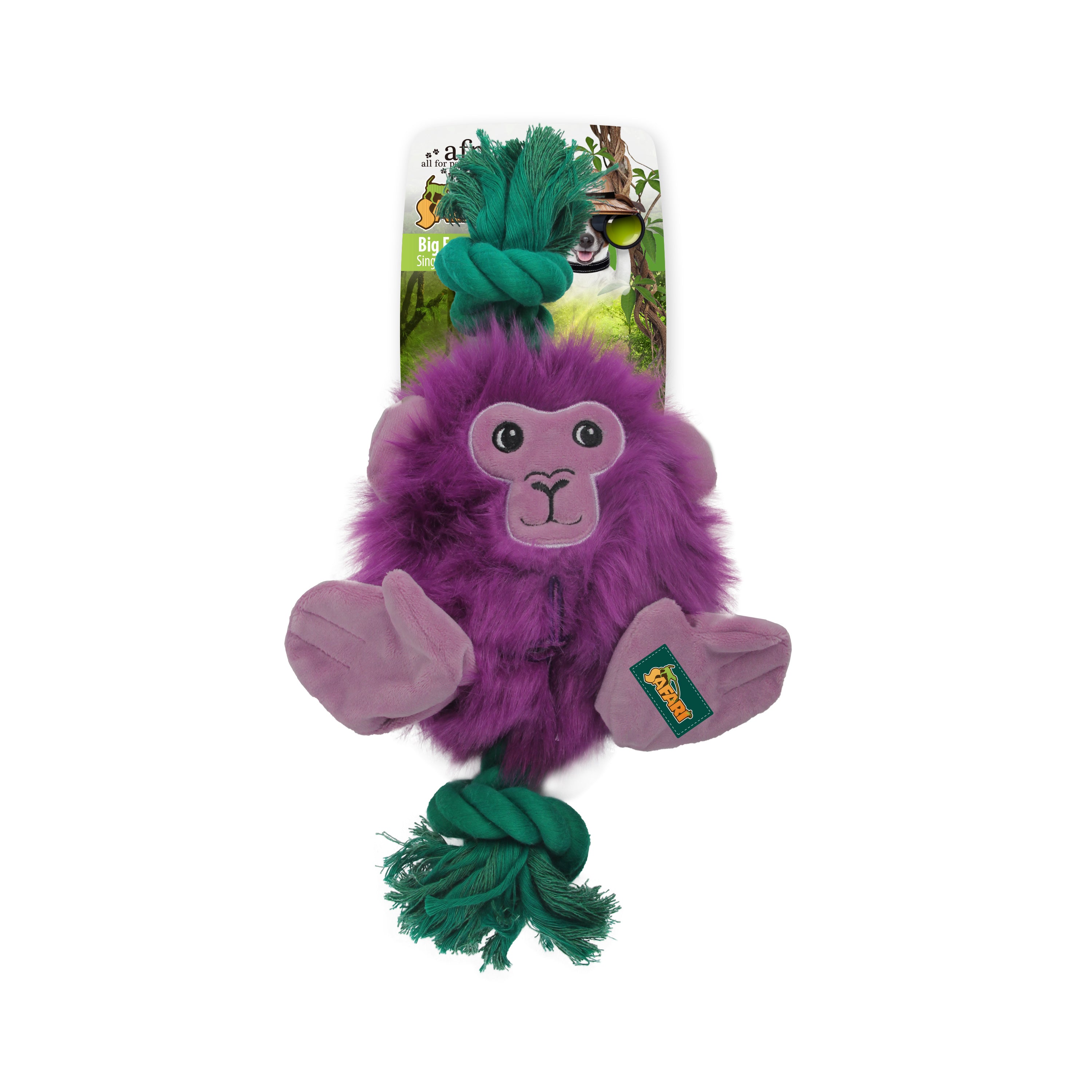 All for Paws AFP Safari Dog Toys Big Foot Monkey With Rope