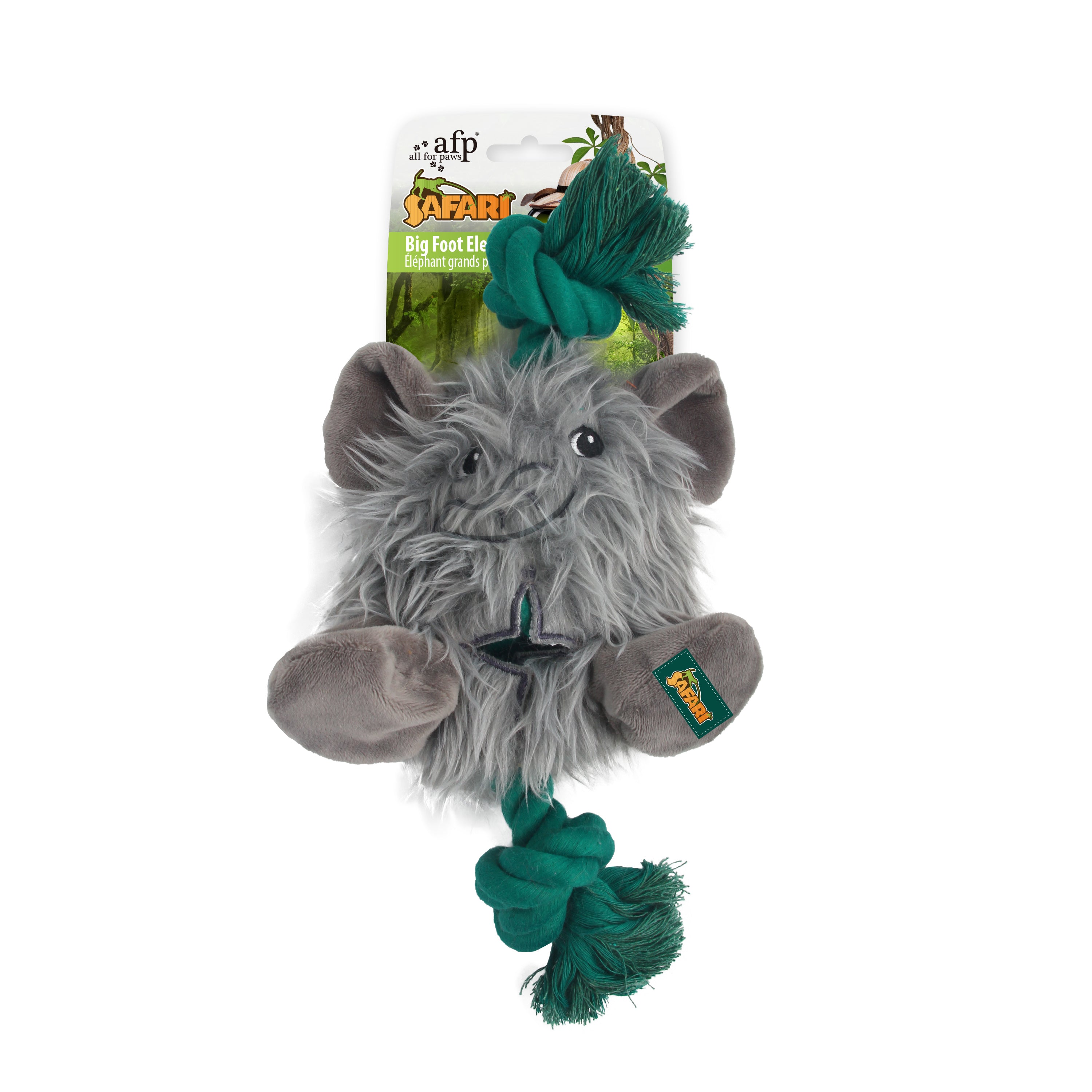 All for Paws AFP Safari Dog Toys Big Foot Elephant With Rope