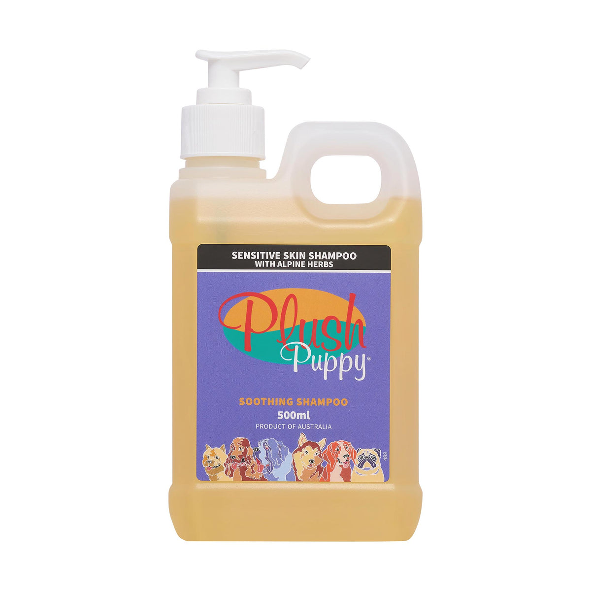Plush Puppy Sensitive Skin Shampoo 500ml – front of pump bottle