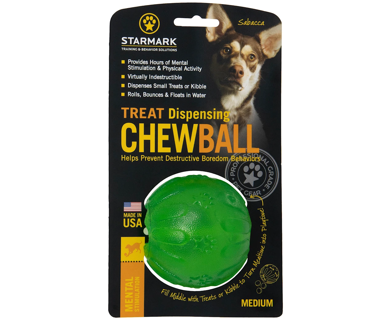Starmark Dog Toys Treat Dispensing Chew Ball PeekAPaw
