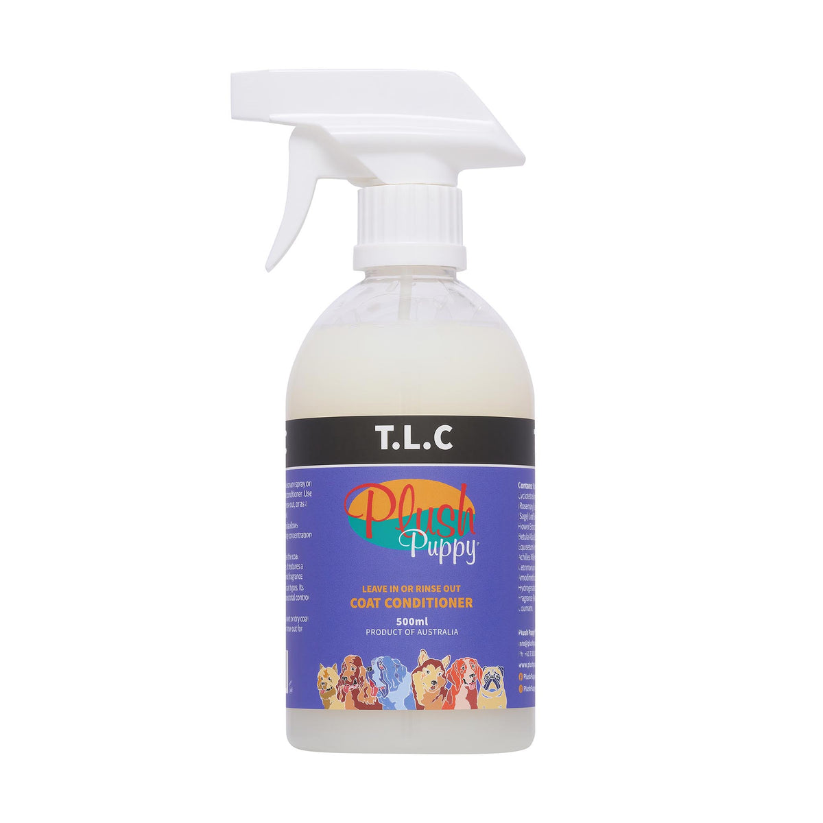 Plush Puppy T.L.C Coat Conditioner Spray 500ml – front of trigger bottle