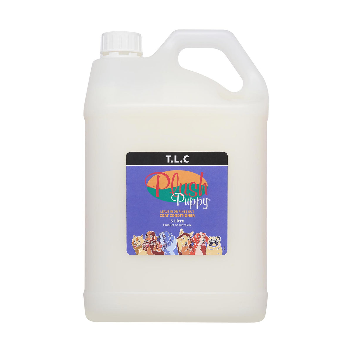 Plush Puppy T.L.C Coat Conditioner Spray 5 Litre – front of jerry can
