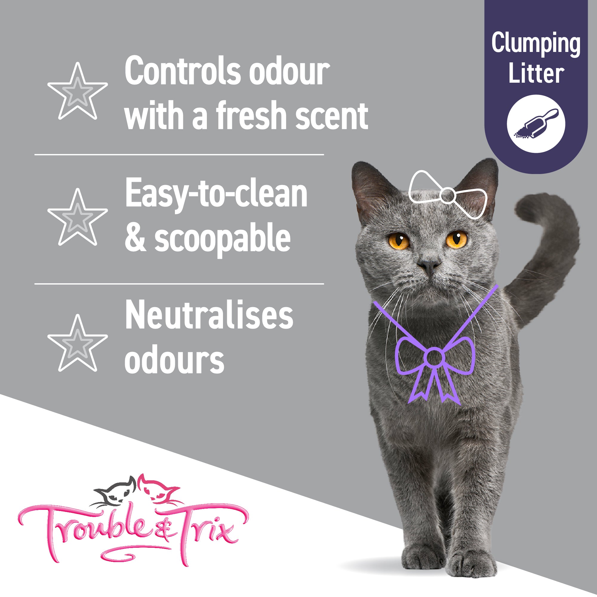Trouble and Trix Odour Neutralising Clumping Cat Litter With Baking Soda