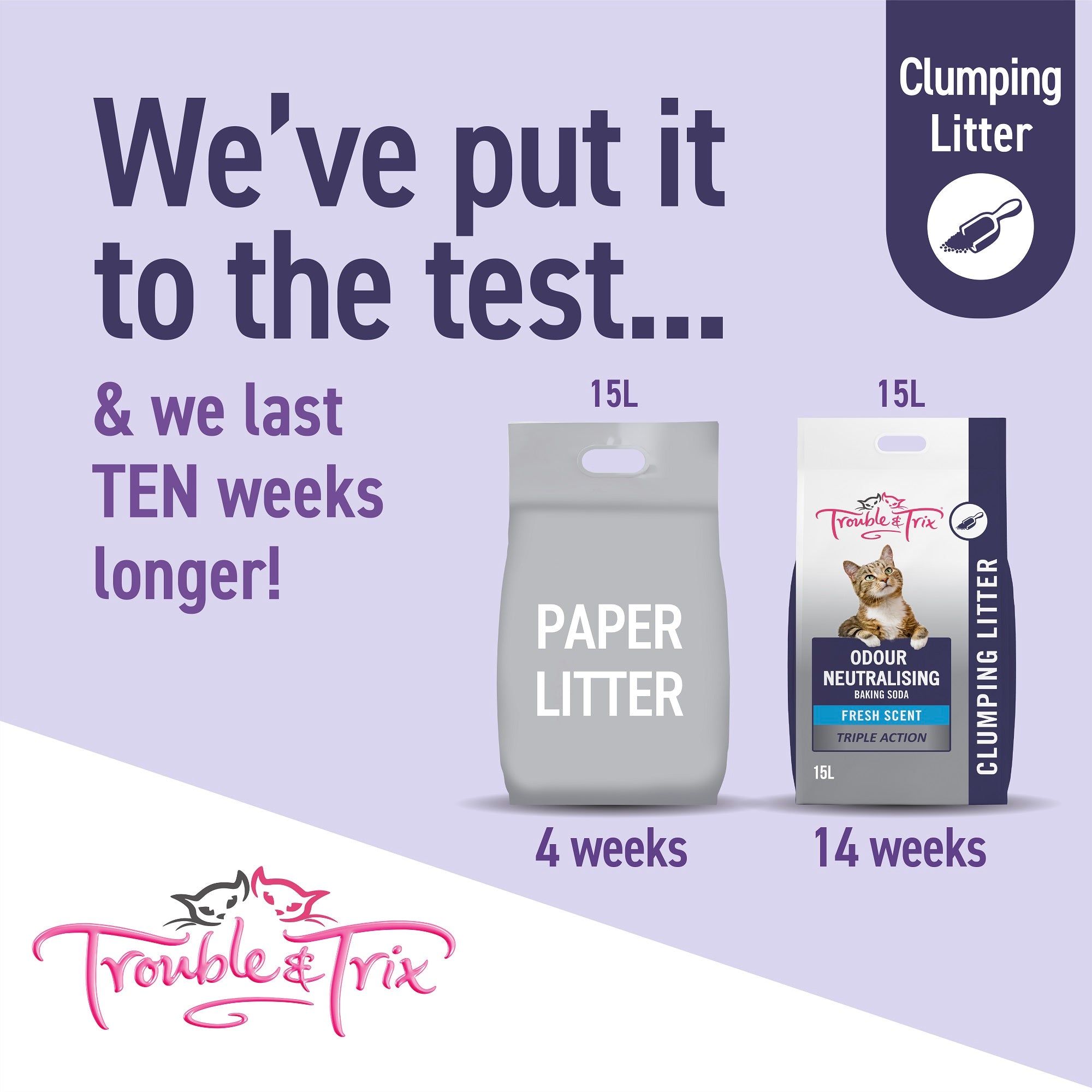 Trouble and Trix Odour Neutralising Clumping Cat Litter With Baking Soda