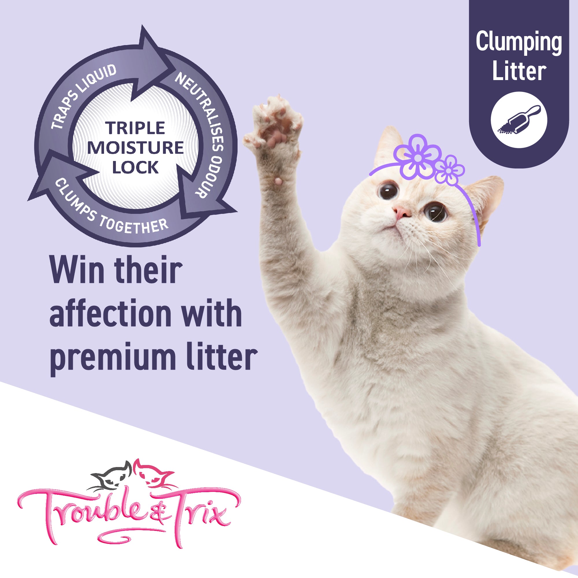 Trouble and Trix Odour Neutralising Clumping Cat Litter With Baking Soda